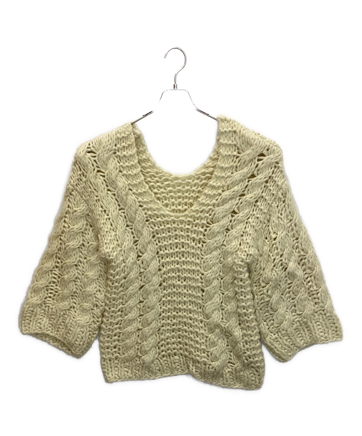 中古・古着通販】efu (エフ) HAND CABLE KNIT アイボリー サイズ:FREE