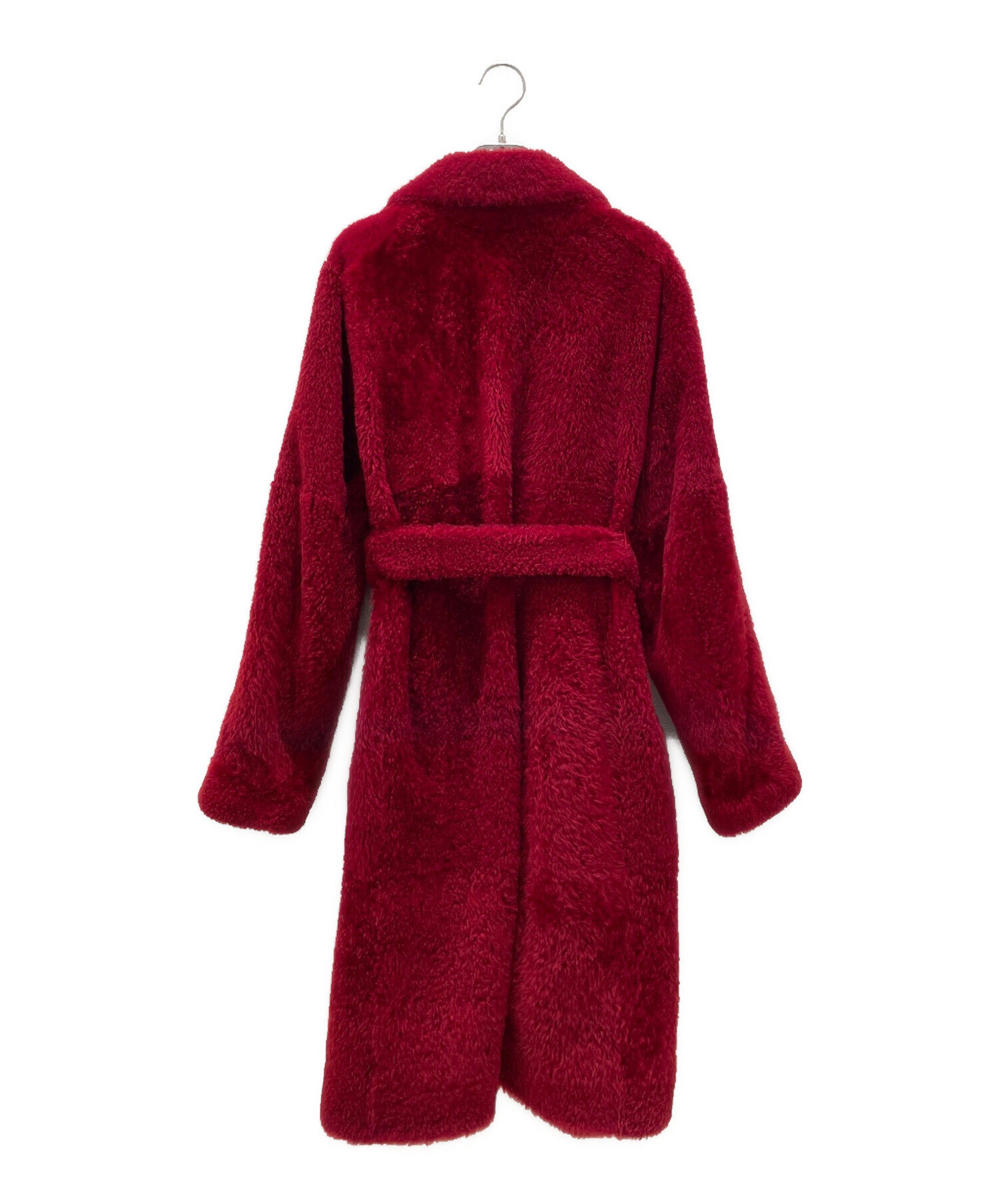 美品★高級 CELINE セリーヌ ウール ロングコート フレア レッド 38 CELINE（セリーヌ） ステンカラーコート ウール モヘヤ混 Aライン