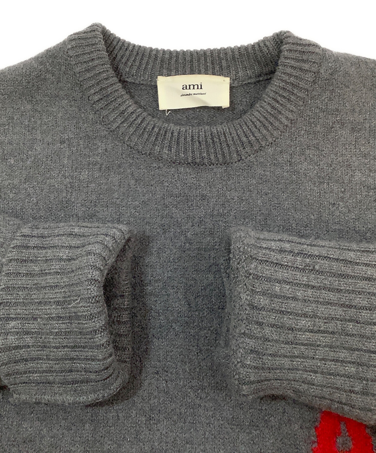 ౨ৎ　　 mattiussi ロゴ　ニット　セーター　グレー 中古・古着通販】AMI Alexandre Mattiussi (アミアレクサンドルマ
