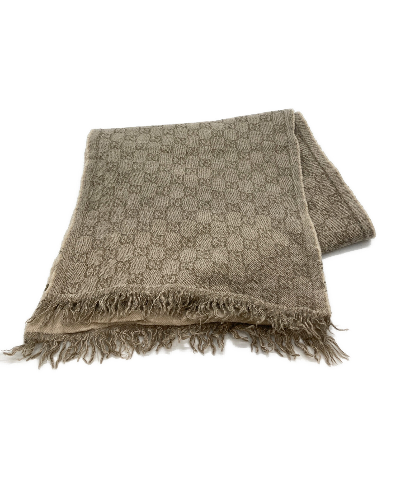 中古・古着通販】GUCCI (グッチ) GGジャガードウールマフラー ベージュ