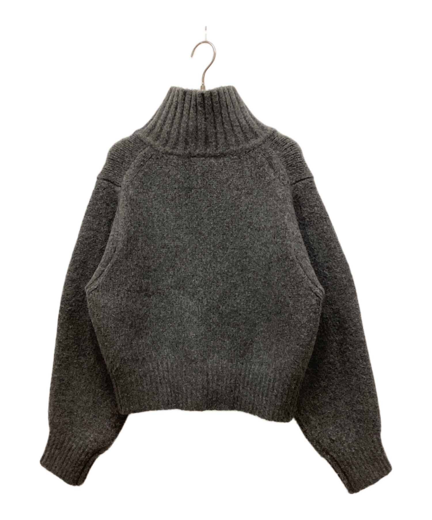 sustainable リサイクルハイネックウールニットカーディガン　グレー ☆ sustainable リサイクルハイネックウールニットカーディガン