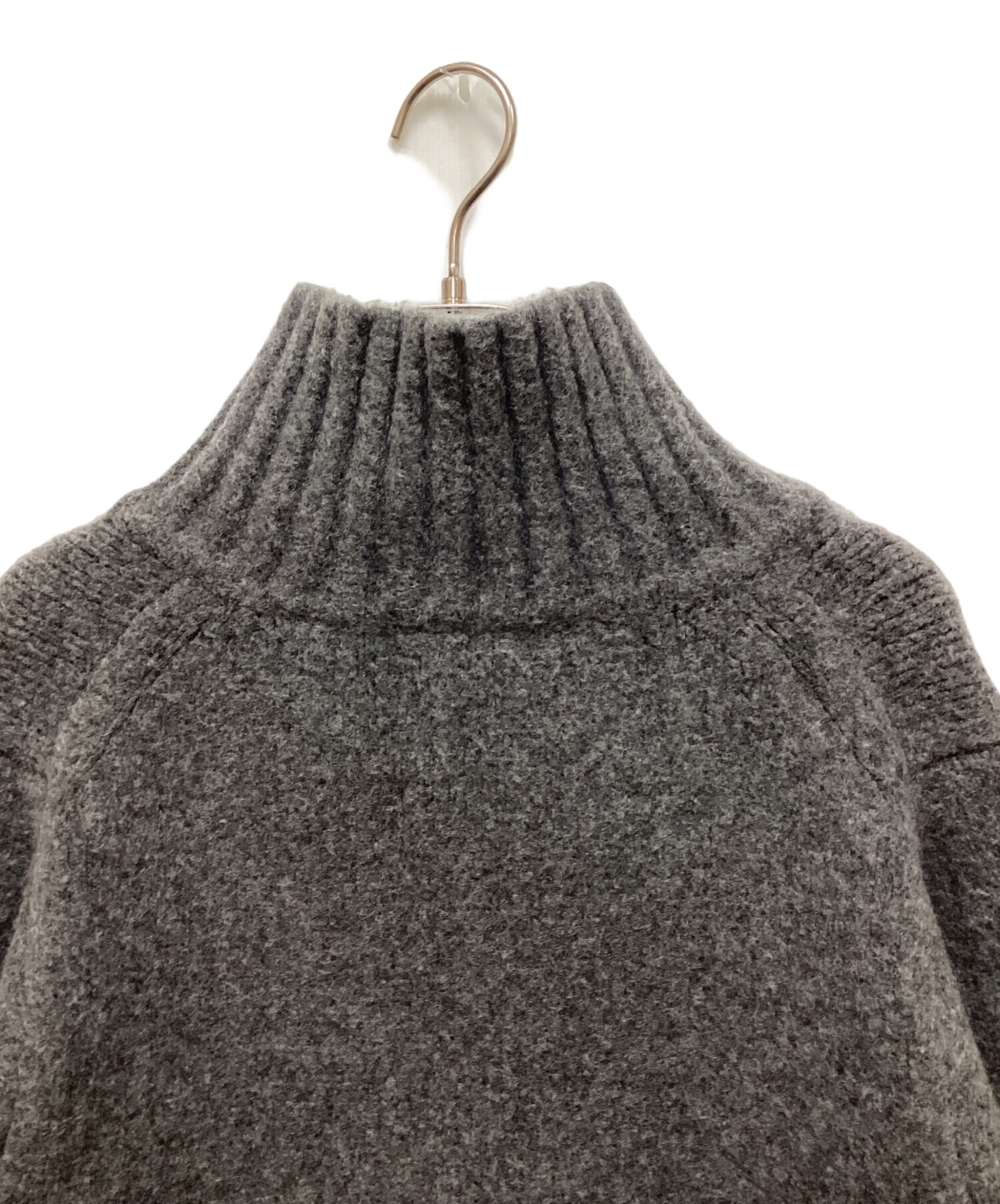 sustainable リサイクルハイネックウールニットカーディガン　グレー ☆ sustainable リサイクルハイネックウールニットカーディガン