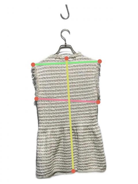 Rene パール ジレ フーディー 中古・古着通販】Rene (ルネ) パールボタンツイードニットジレ