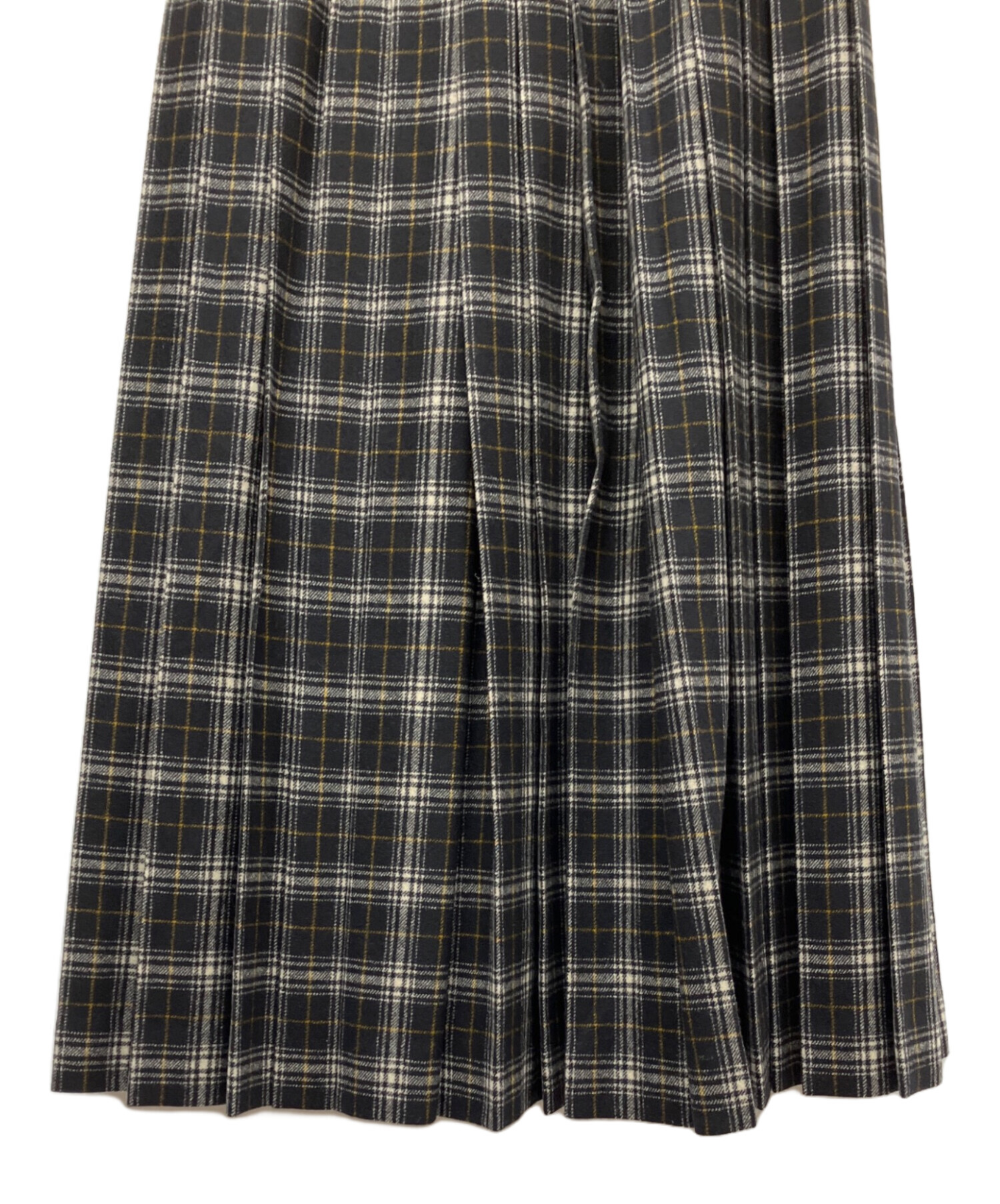 Drawer チェック柄スカート 38 ドゥロワー緑チェックスカート38