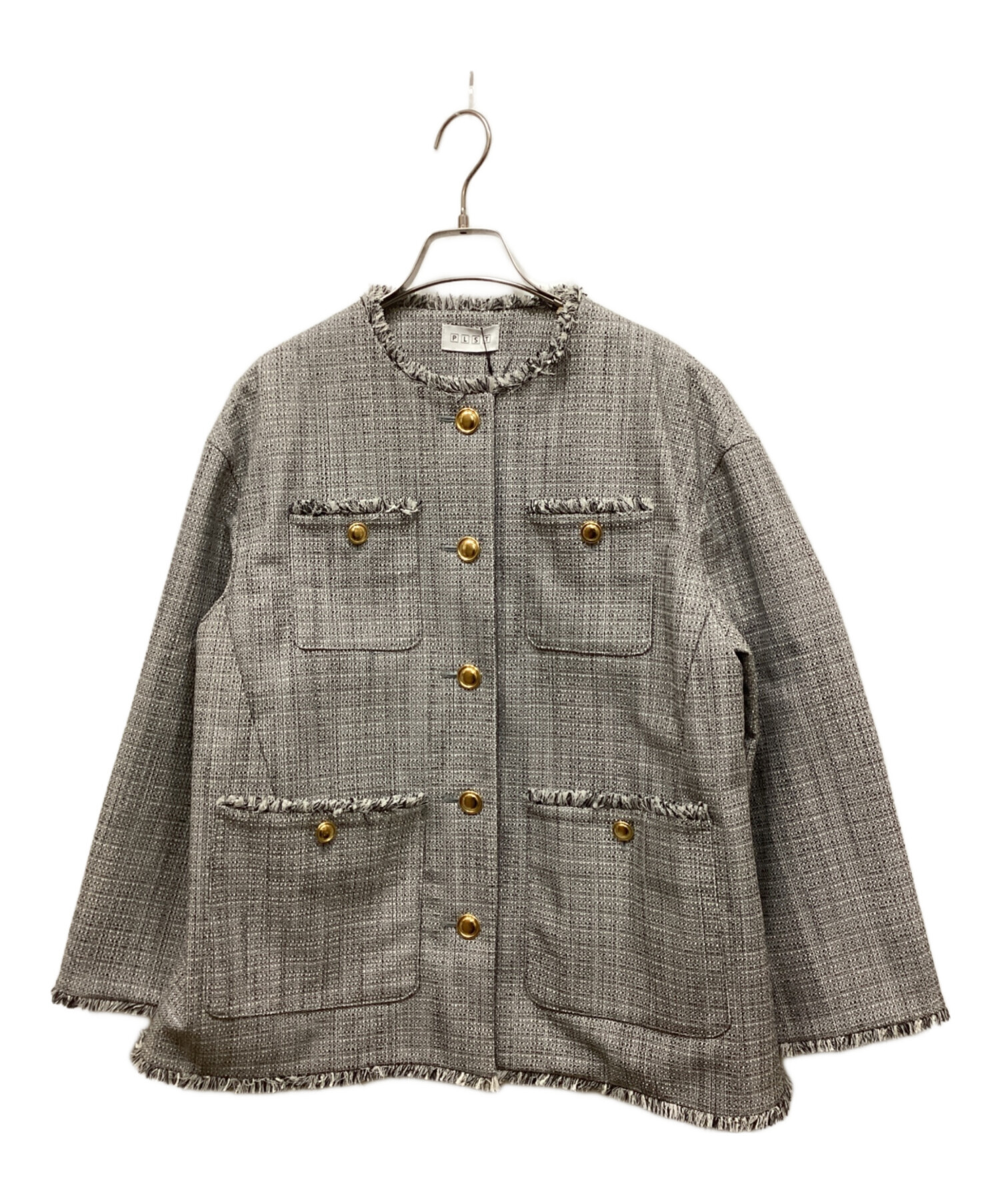 美品❤PLST プラステ ツイードメタルボタンジャケット ク 中古・古着通販】PLST (プラステ) ツイードメタルボタンジャケット