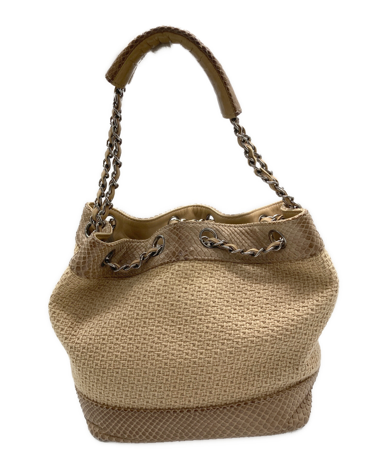 中古・古着通販】CHANEL (シャネル) パイソンスキン×キャンバス 