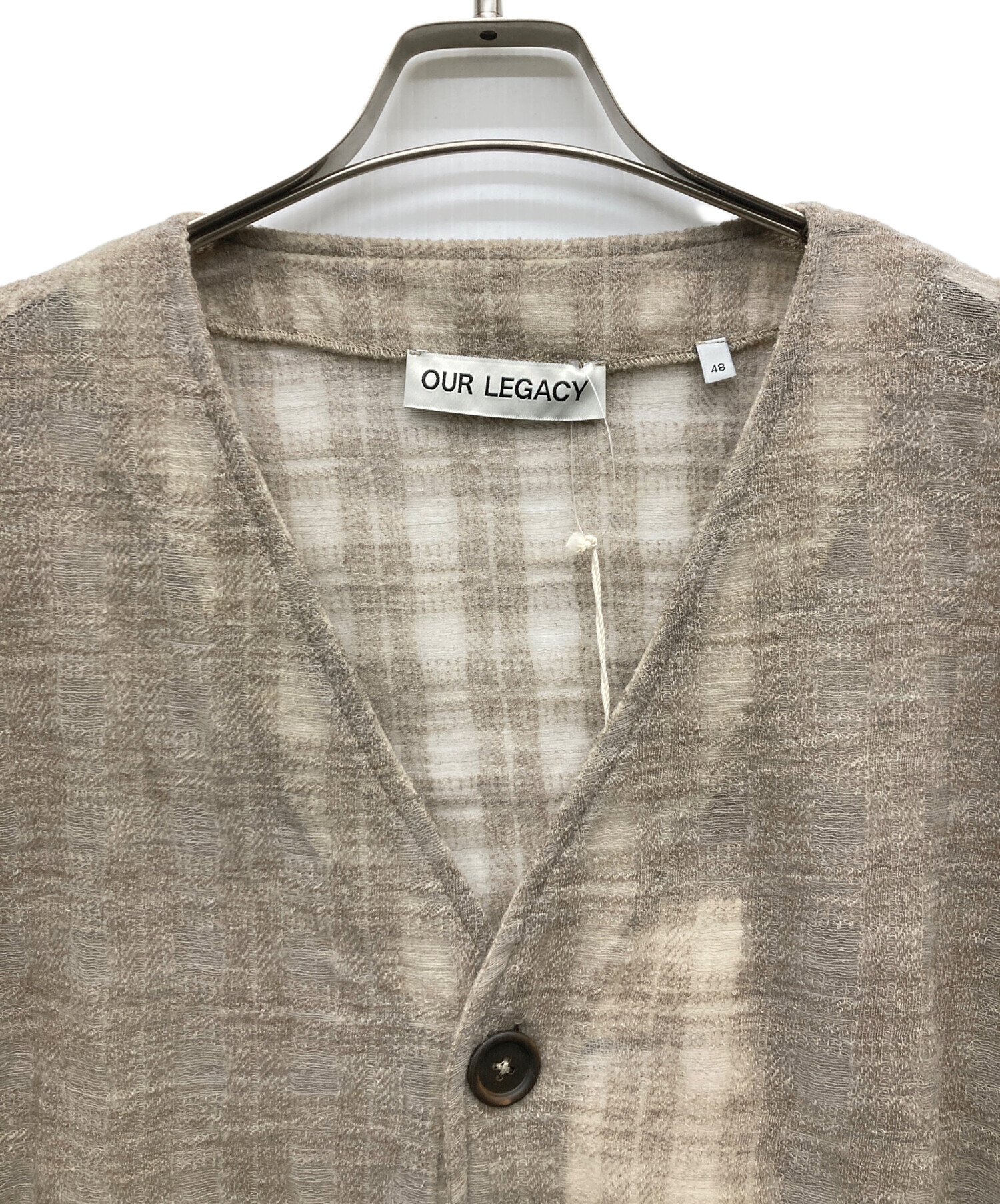 【新品未使用】Our Legacy Grey Check Cardigan 48 新品未使用】Our Legacy Grey Check Cardigan 48