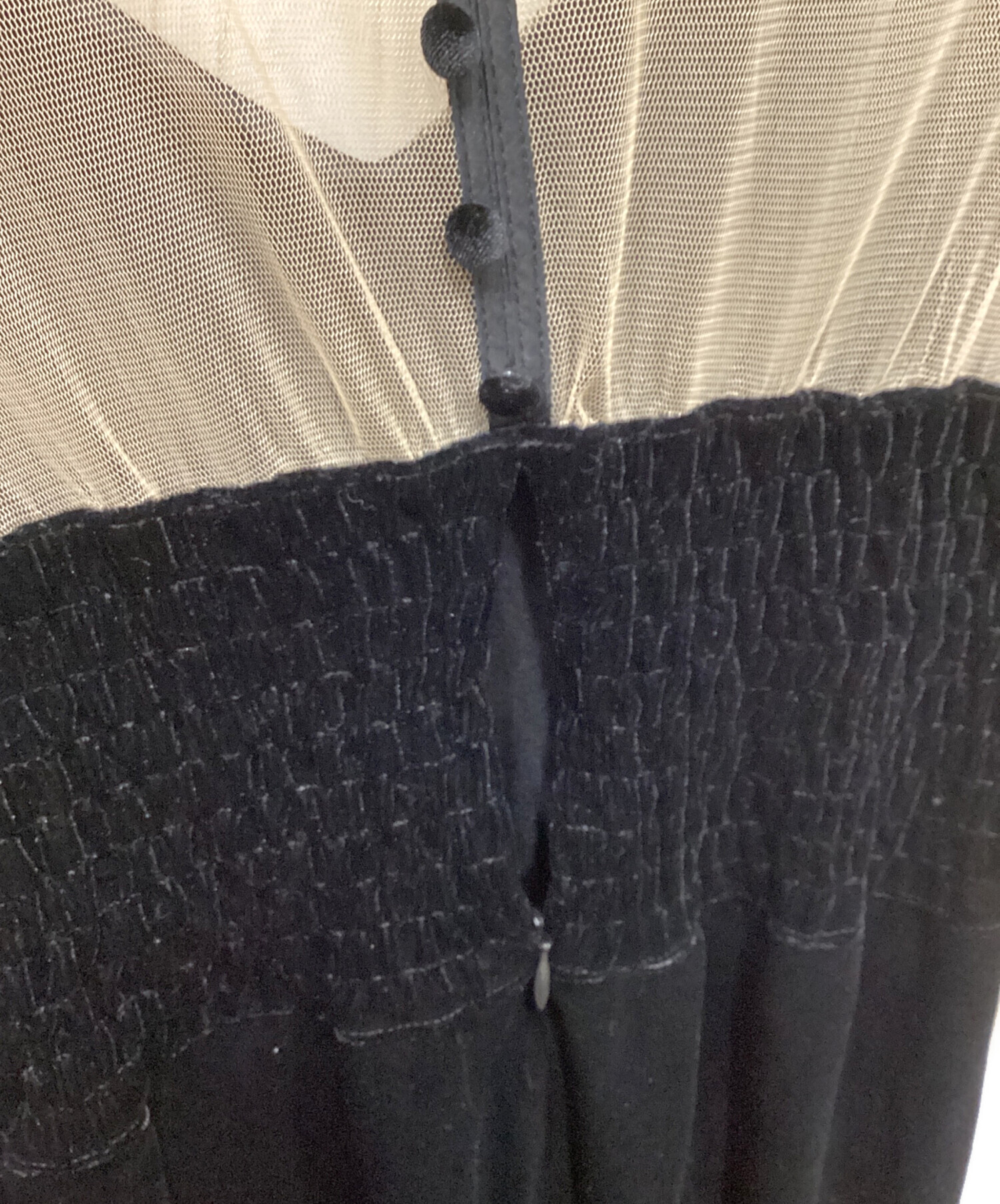 中古・古着通販】Ameri (アメリ) TULLE SLEEVE TIGHT DRESS ブラック