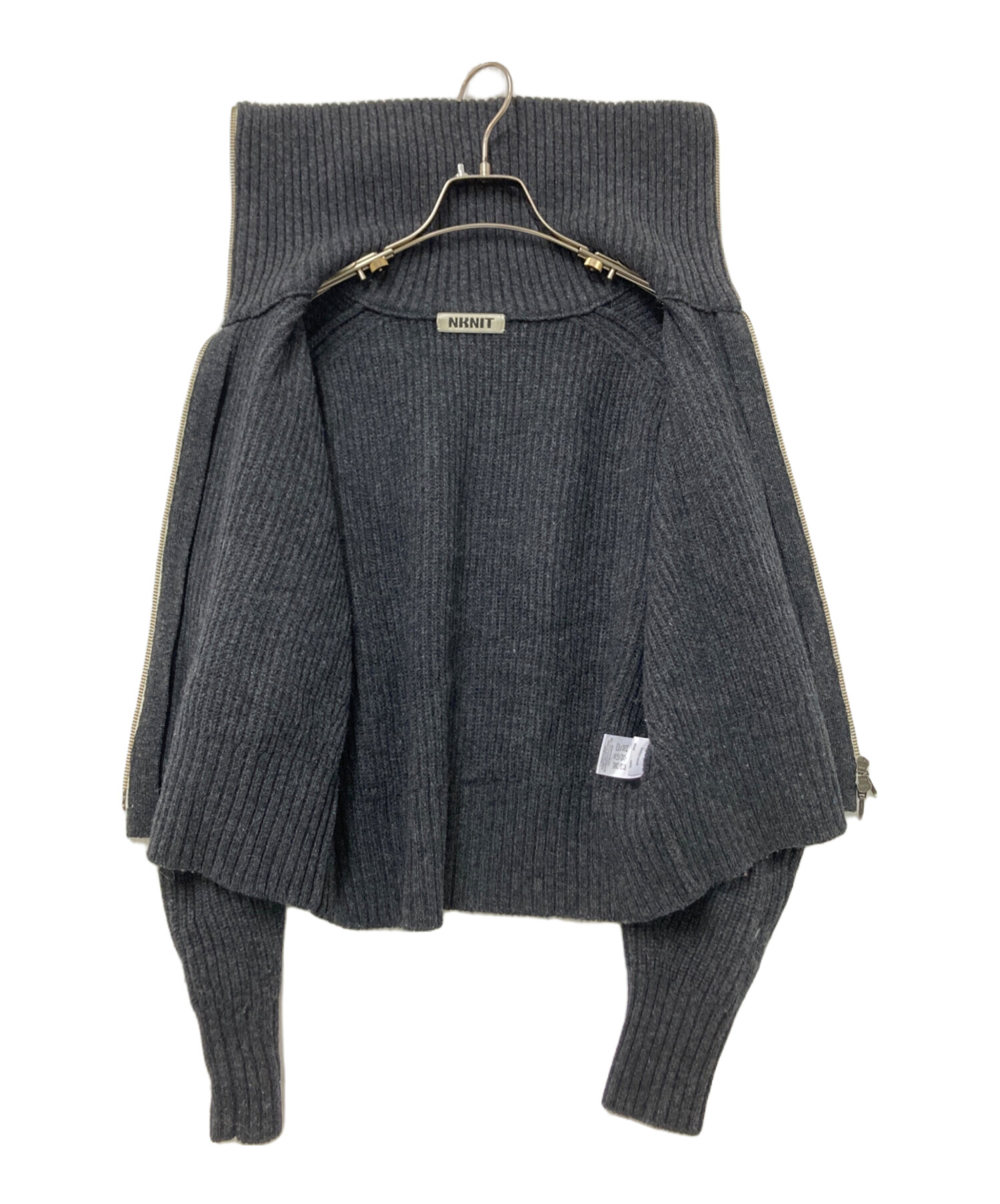 中古・古着通販】NKNIT (ンニット) zipper double collar KNIT グレー