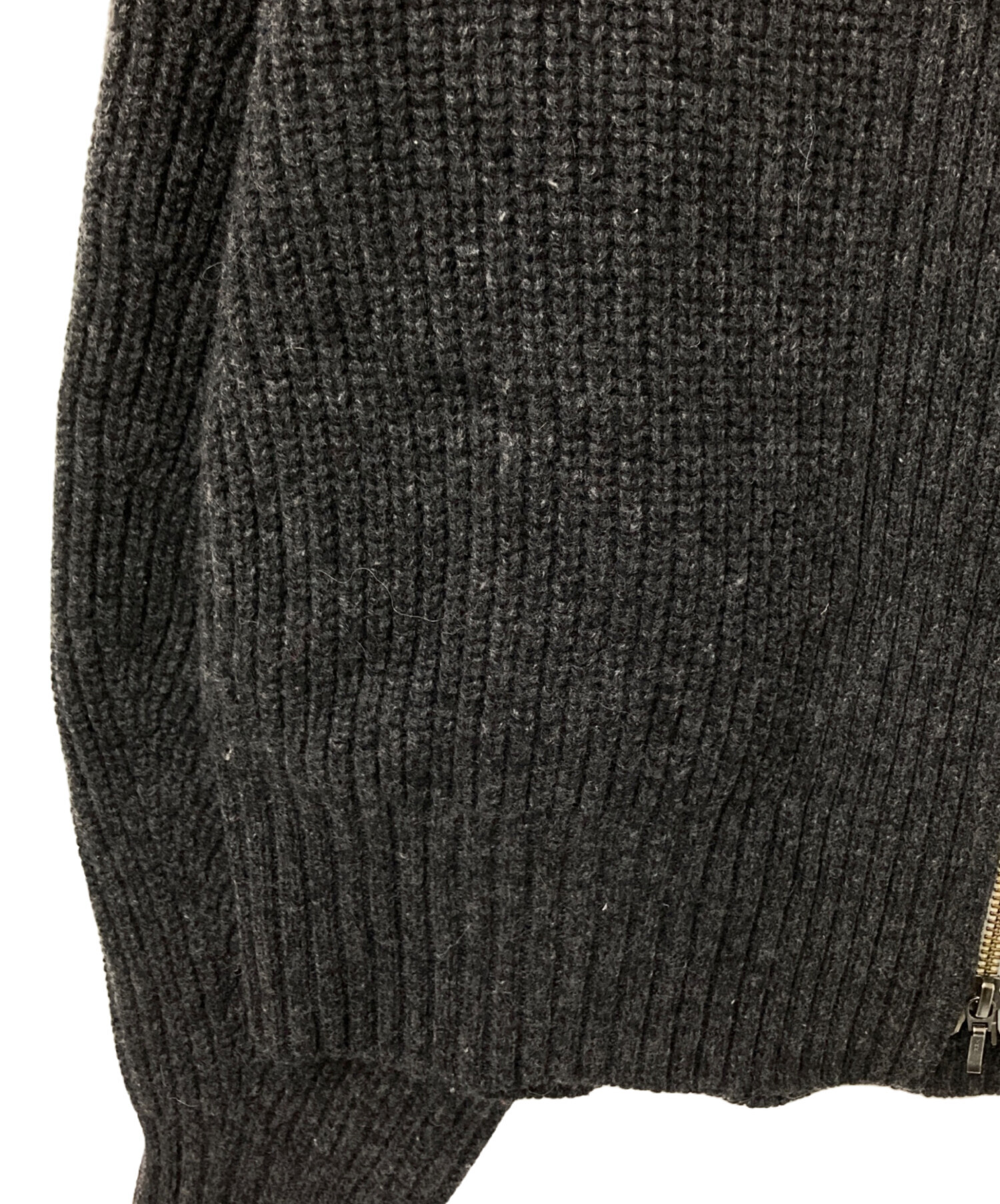 中古・古着通販】NKNIT (ンニット) zipper double collar KNIT グレー