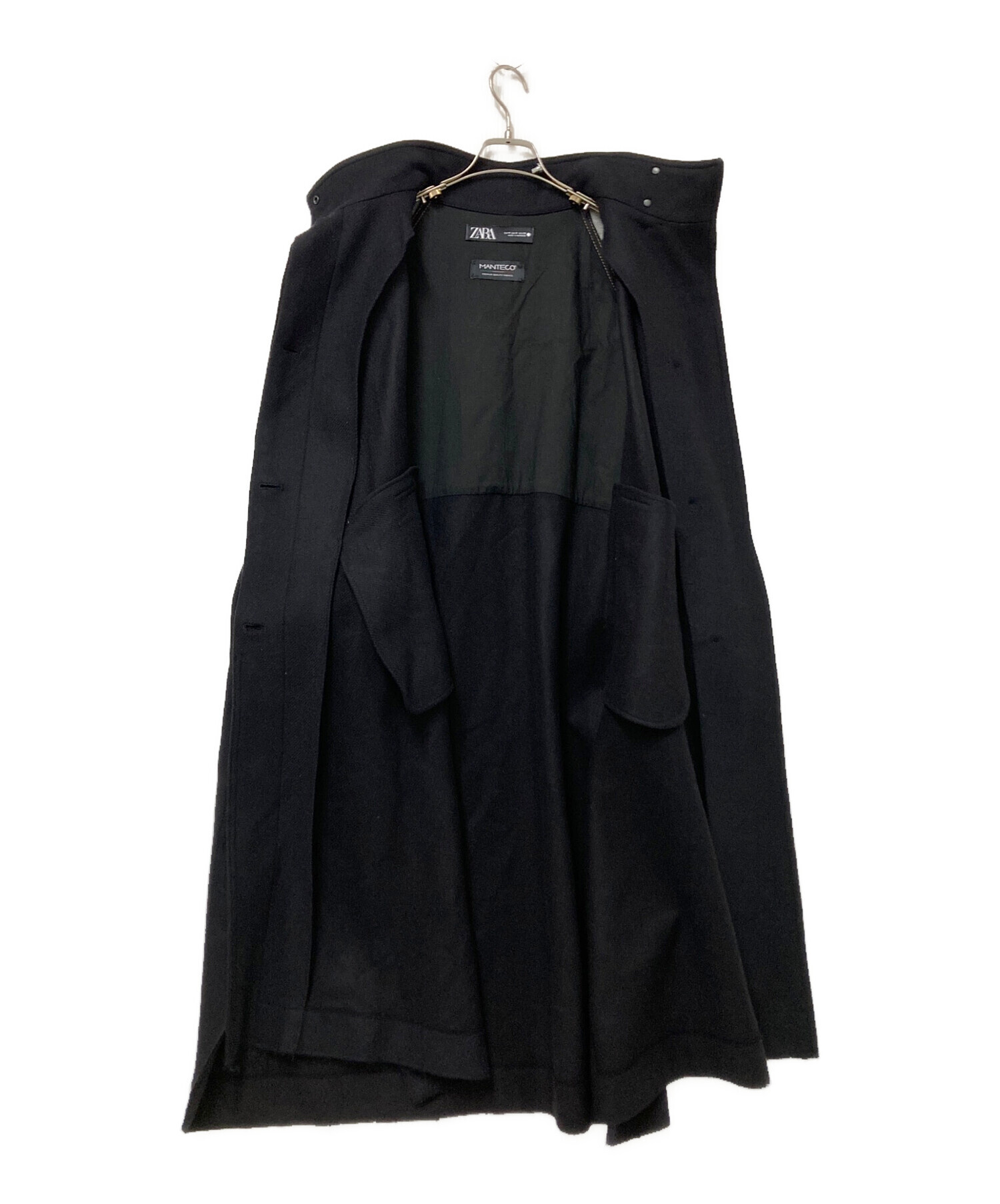 【なお】ZARA ポンチョコート MANTECO デニム M ブラック 希少】ZARA ポンチョコート MANTECO デニム M ブラック - メルカリ