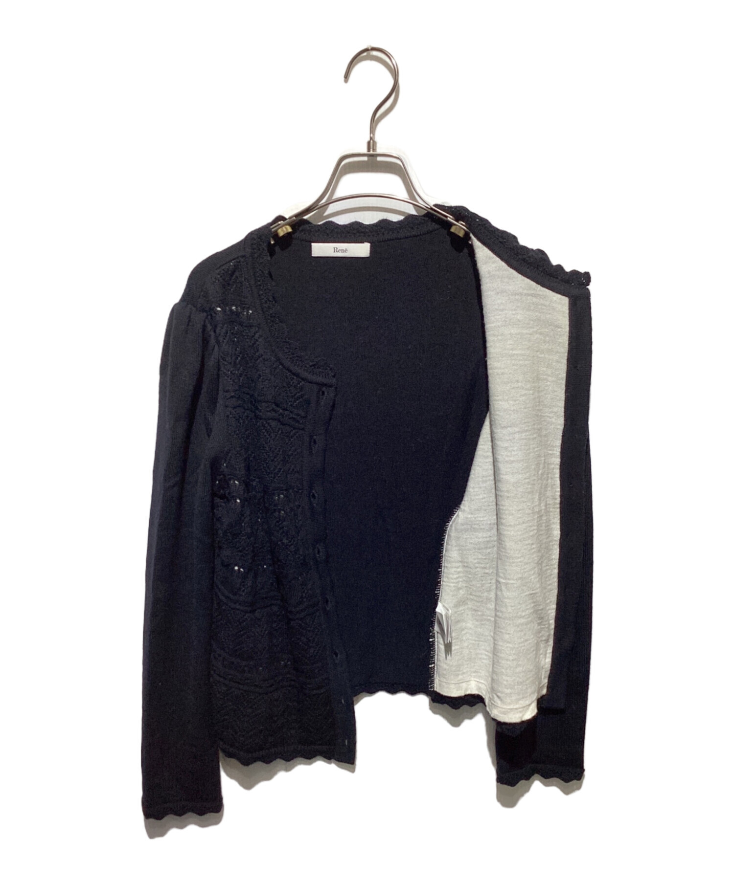 中古・古着通販】Rene (ルネ) パールボタンカーディガン ブラック