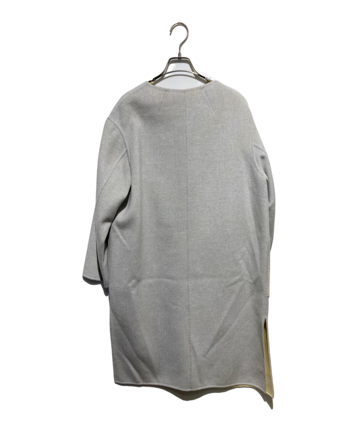 ルネ　ノーカラーコート　36 中古・古着通販】Rene (ルネ) ダブルフェイスノーカラーコート グレー