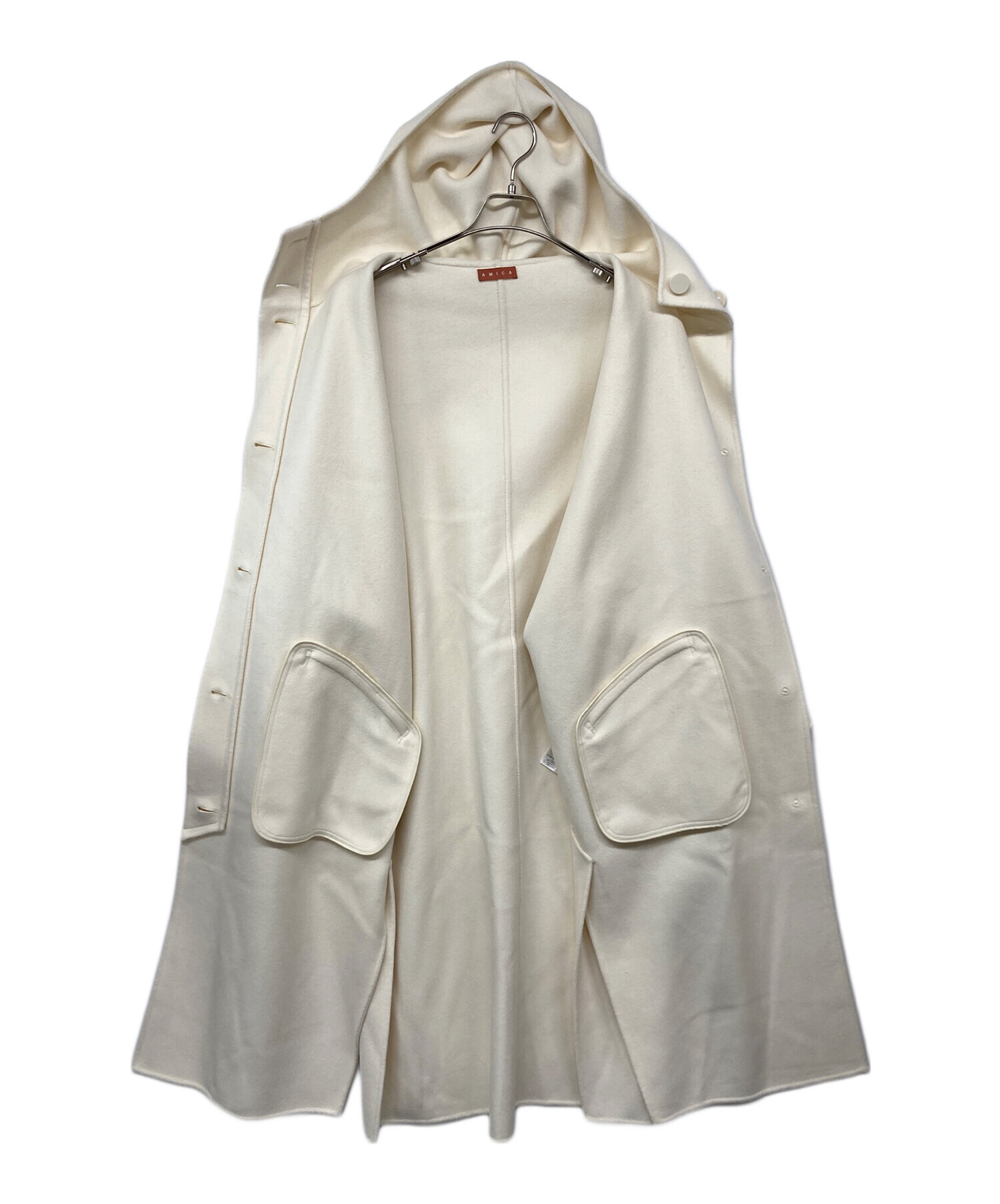 AMICA アミカ　ウールコート　ホワイト 中古・古着通販】AMICA (アミカ) HOODED COAT / フーデッドコート