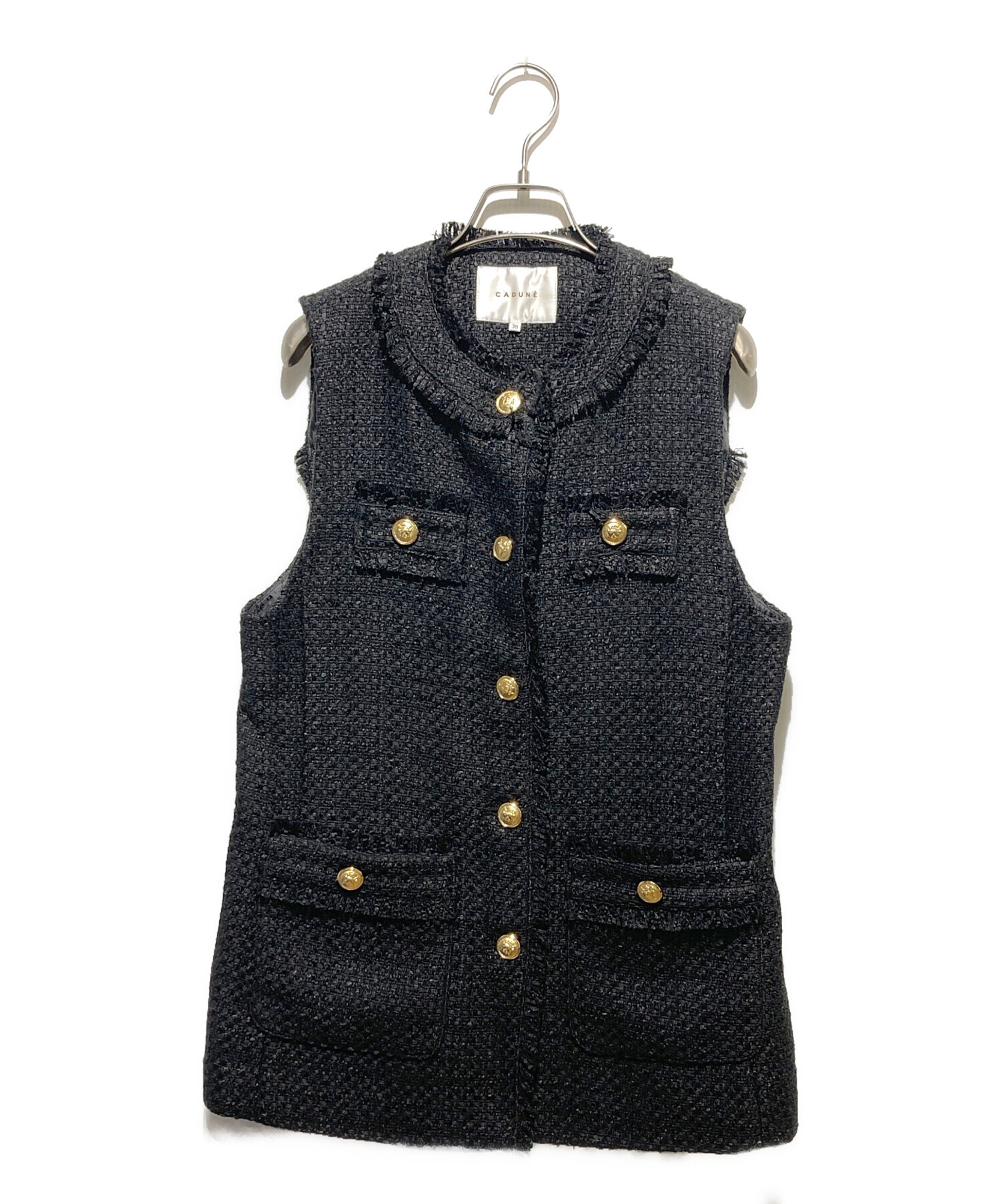中古・古着通販】CADUNE (カデュネ) ツイードジレ ブラック サイズ:38