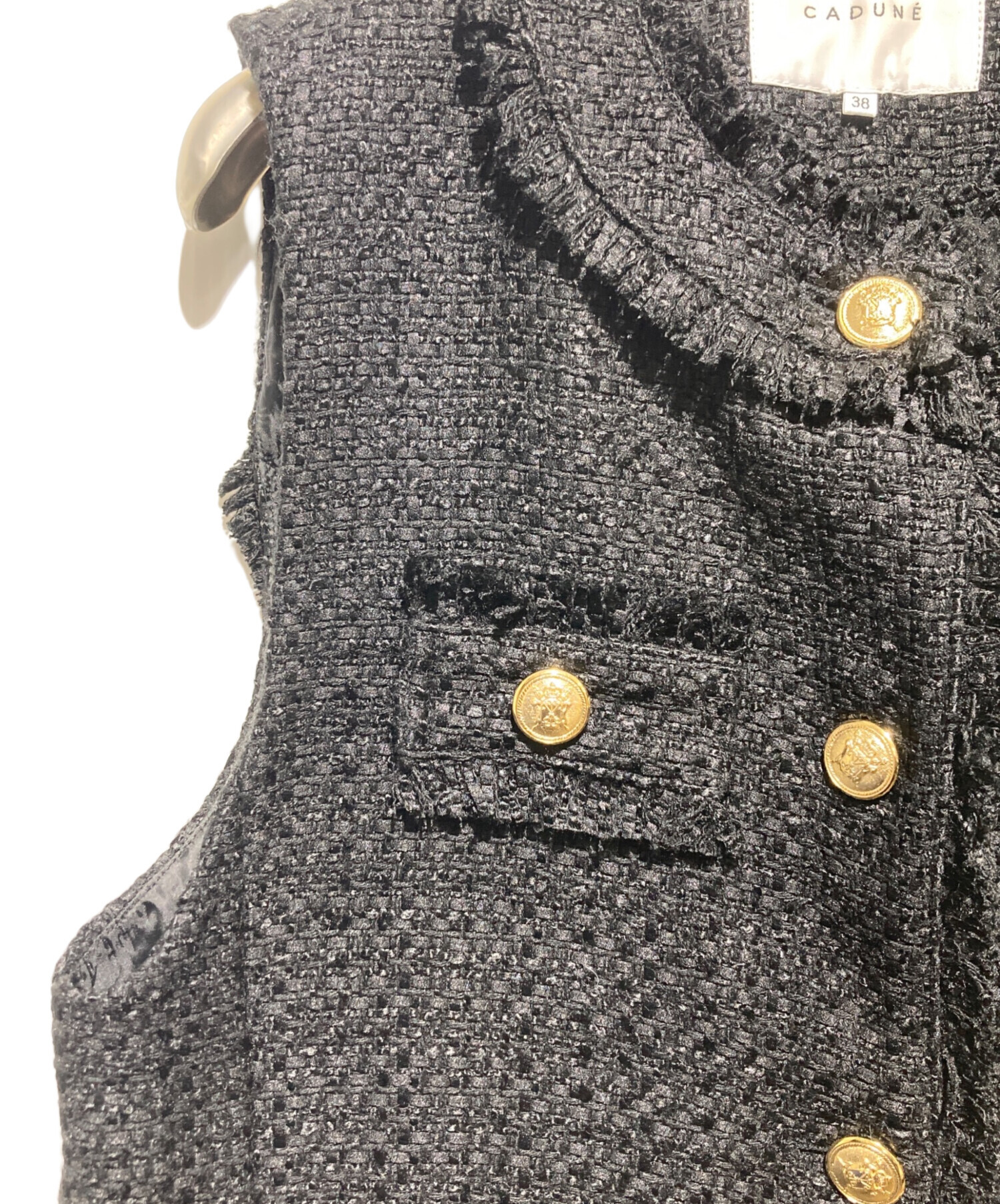 中古・古着通販】CADUNE (カデュネ) ツイードジレ ブラック サイズ:38