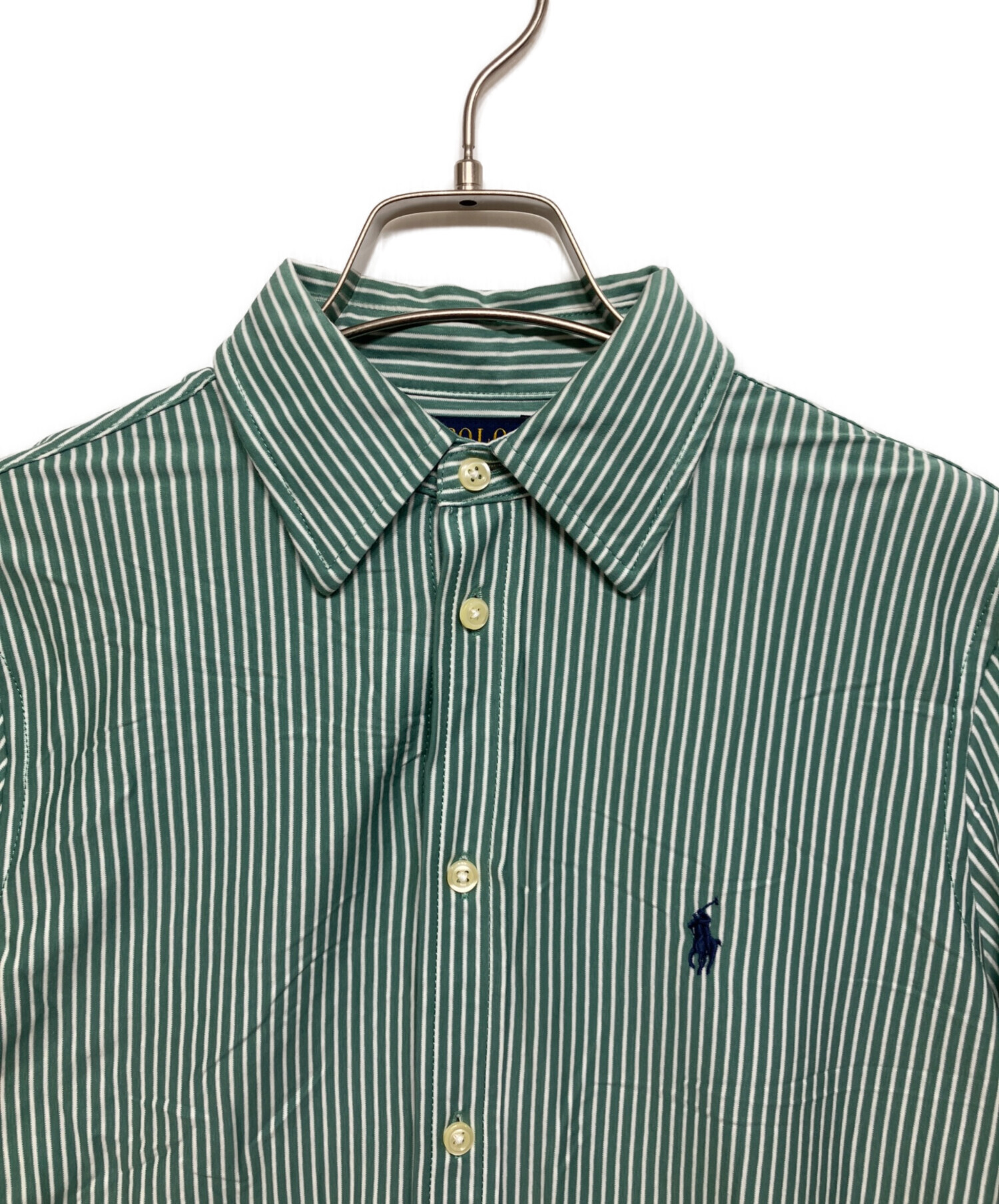 Polo Ralph Lauren 緑色ストライプ長袖シャツ 中古・古着通販】POLO RALPH LAUREN (ポロ・ラルフローレン