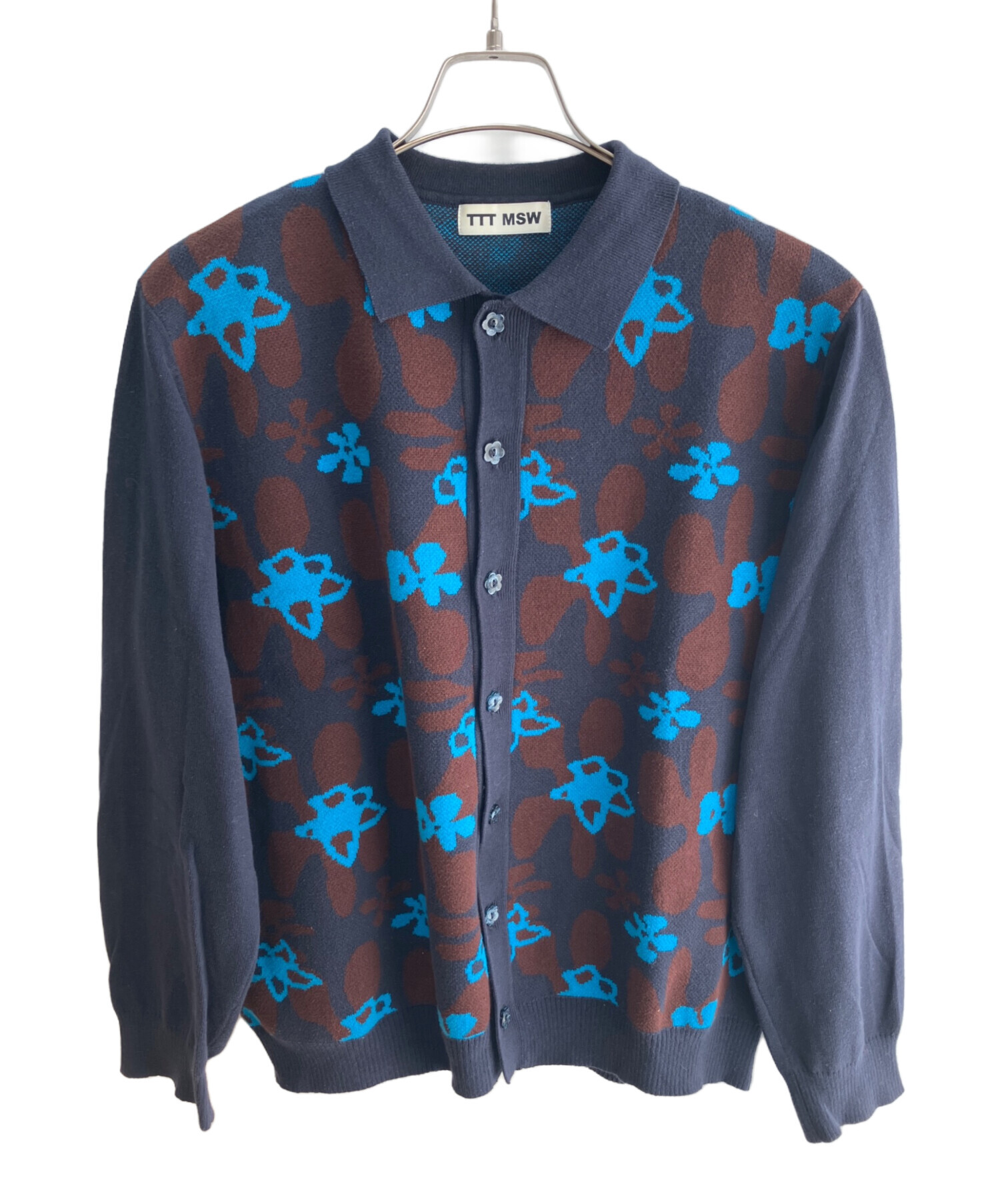 中古・古着通販】TTT MSW (ティー) Flower camo knit polo ネイビー