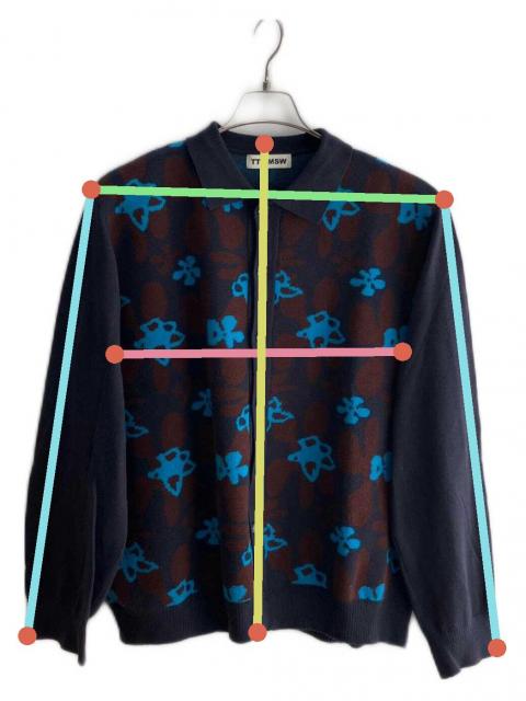 中古・古着通販】TTT MSW (ティー) Flower camo knit polo ネイビー