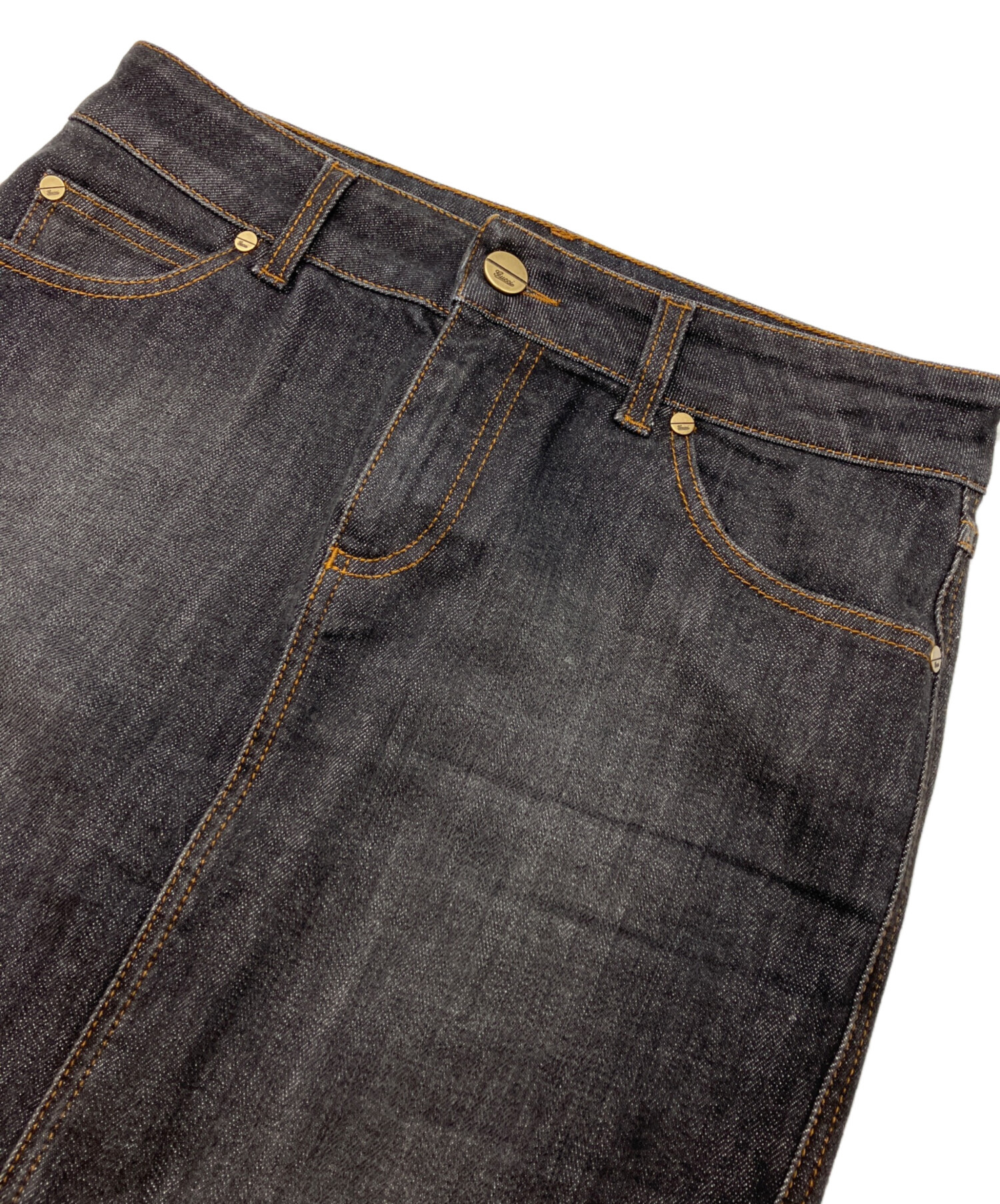 中古・古着通販】GUCCI (グッチ) デニムスカート ブラック サイズ:40
