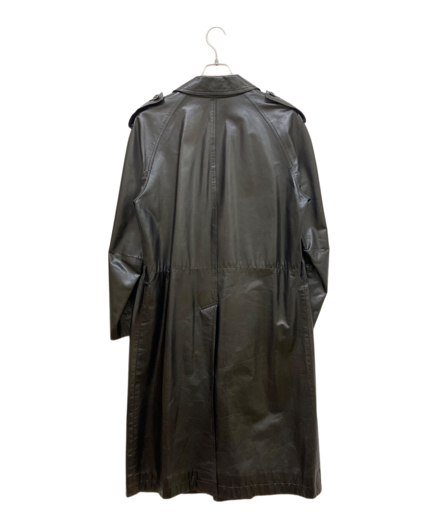 D'URBAN ダーバン レザーコート 中古・古着通販】D'URBAN (ダーバン) レザー トレンチコート ブラック
