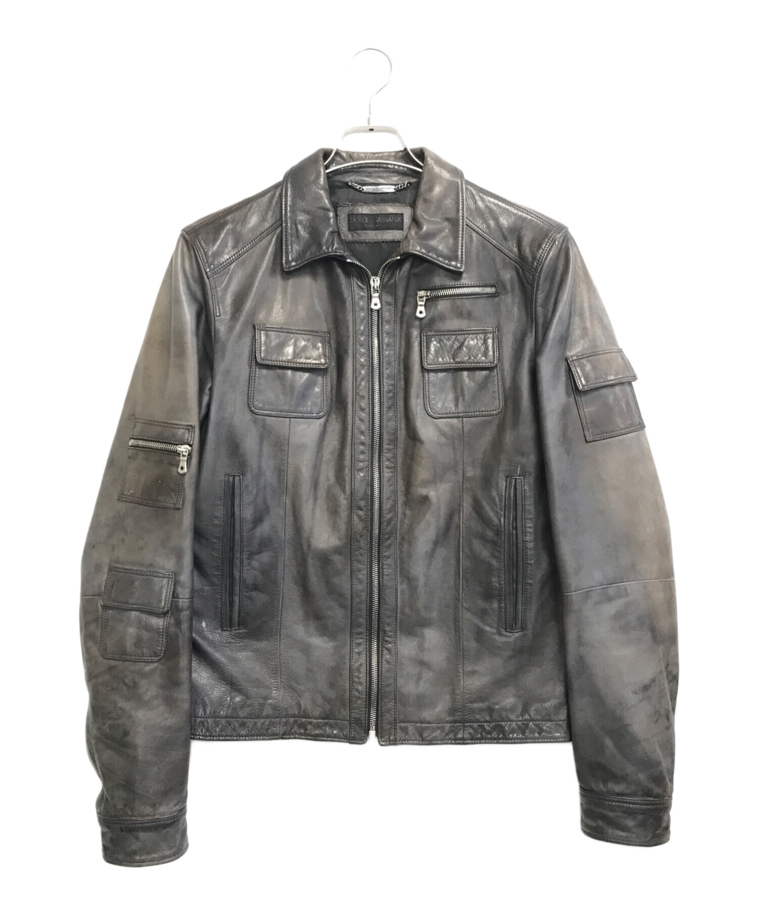 ドルチェ&ガッバーナ ダメージ加工 レザージャケット 48 L 00s Y2K 中古・古着通販】DOLCE & GABBANA (ドルチェ＆ガッバーナ) レザー