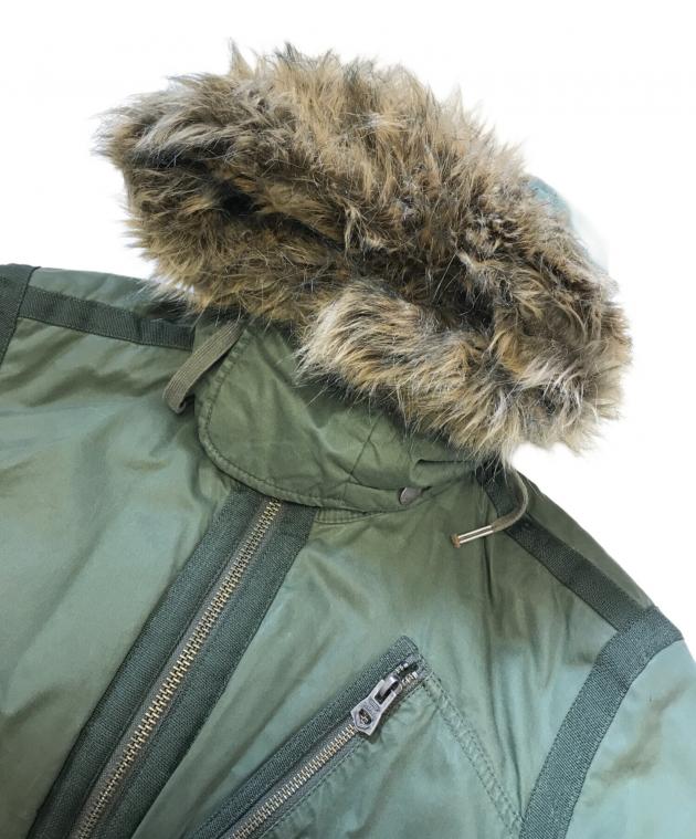 DIESEL オリーブ色ファー付きジャケット 中古・古着通販】DIESEL (ディーゼル) ファー中綿ジャケット オリーブ