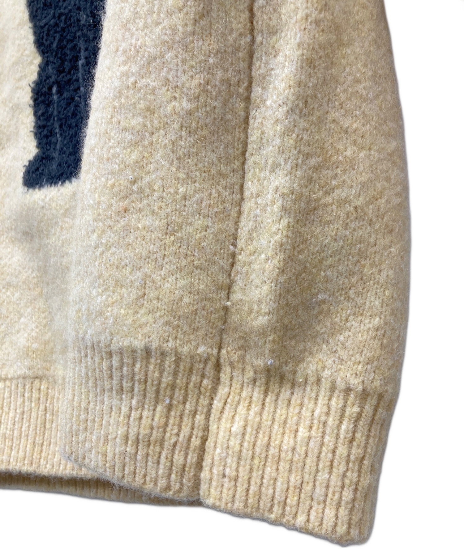 中古・古着通販】NKNIT (ンニット) cat/dog jacquard KNIT イエロー