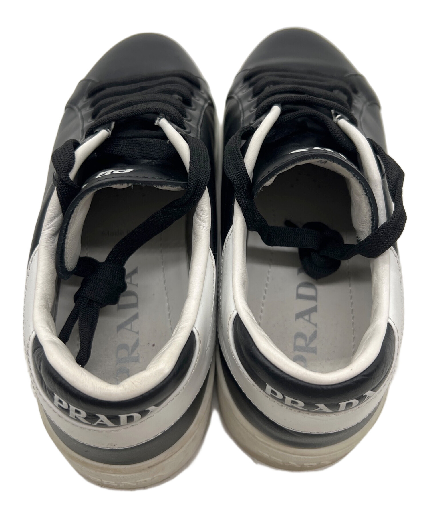 中古・古着通販】PRADA (プラダ) レザースニーカー ブラック サイズ:36