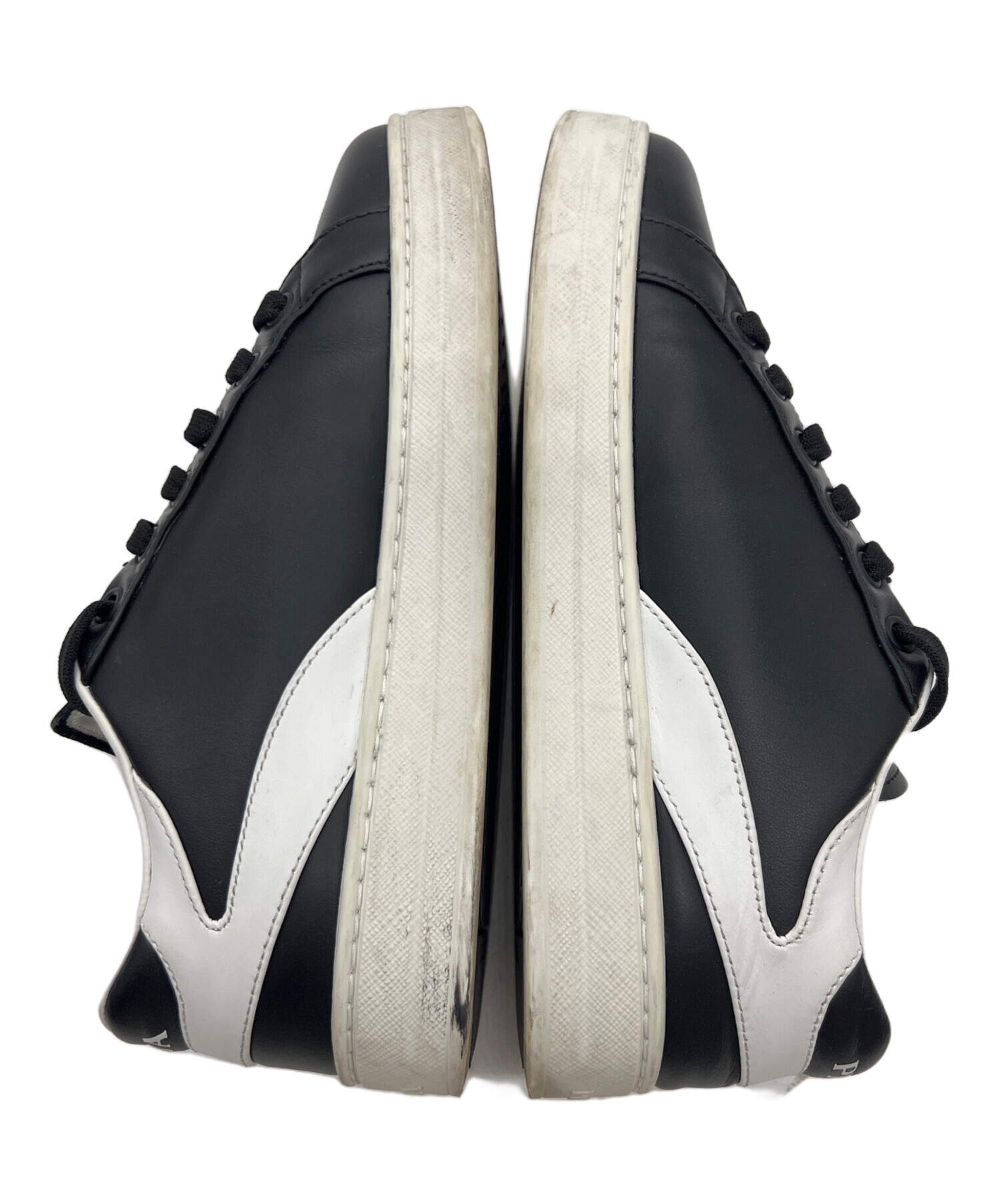 中古・古着通販】PRADA (プラダ) レザースニーカー ブラック サイズ:36