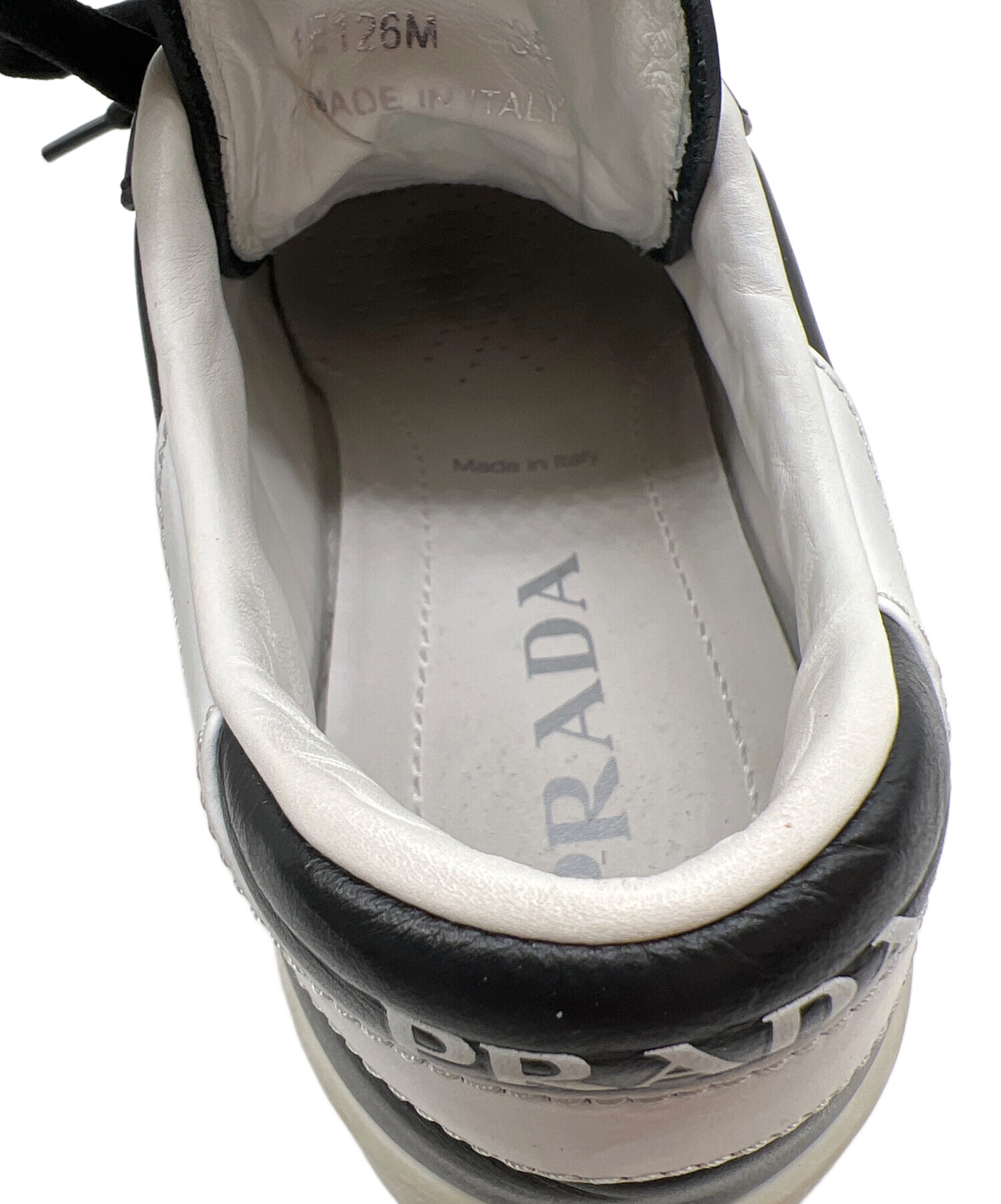 中古・古着通販】PRADA (プラダ) レザースニーカー ブラック サイズ:36