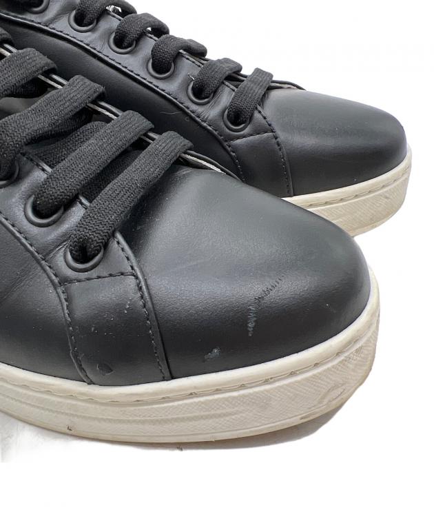 中古・古着通販】PRADA (プラダ) レザースニーカー ブラック サイズ:36