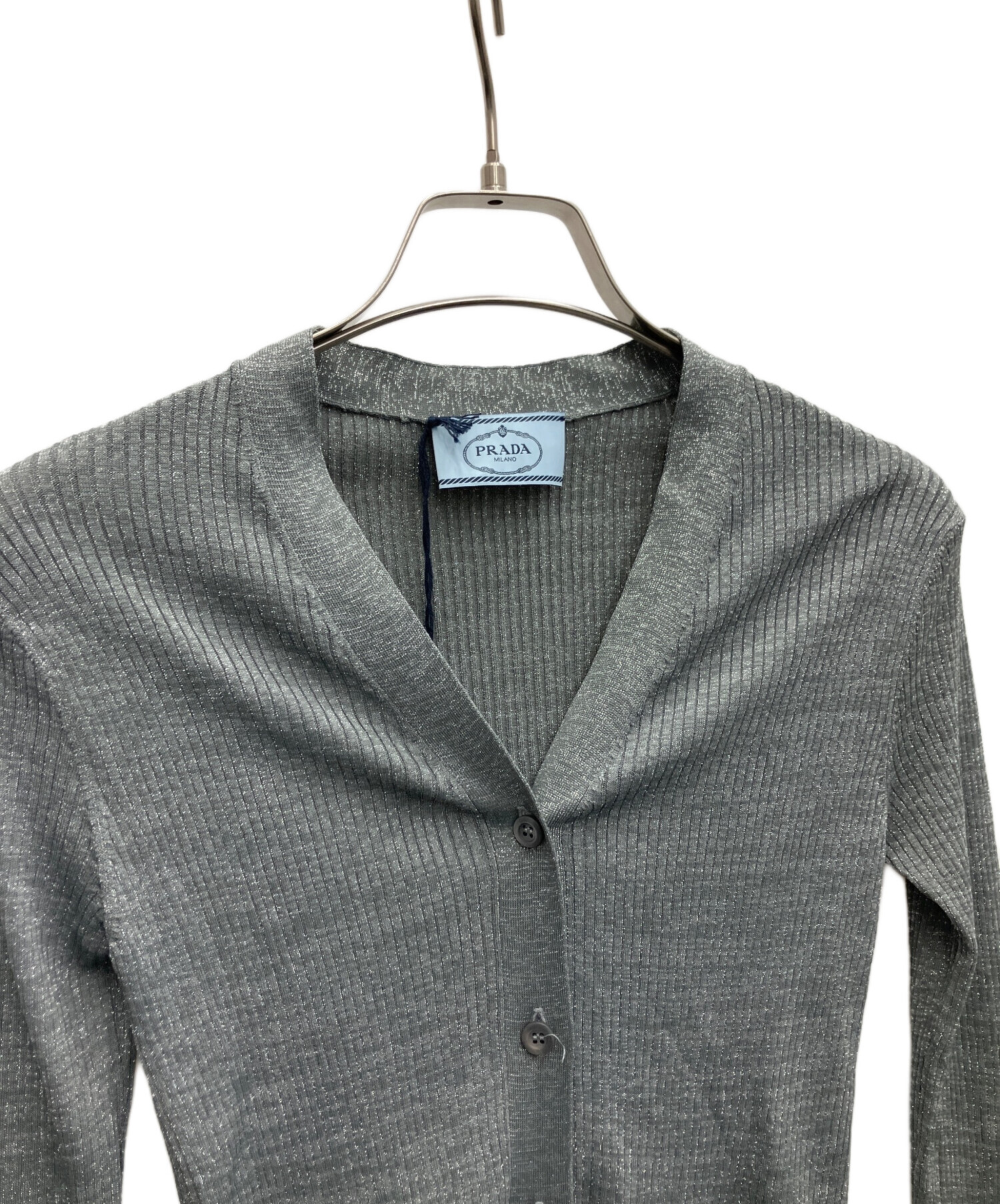 中古・古着通販】PRADA (プラダ) ラメカーディガン グレー サイズ