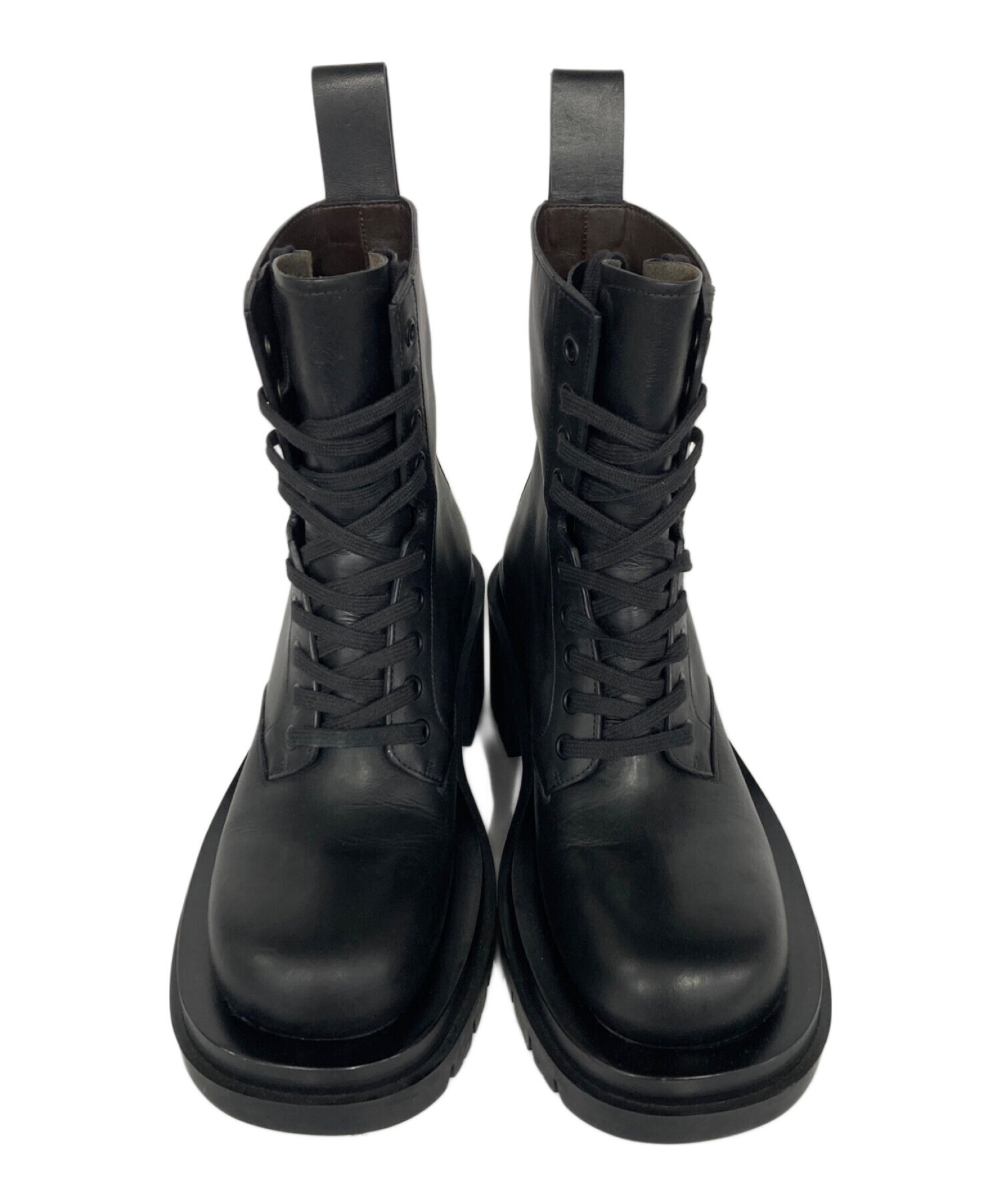 BOTTEGA VENETA レースアップラバー ブーツ　ブラック　37 中古・古着通販】BOTTEGA VENETA (ボッテガベネタ) レースアップラグ