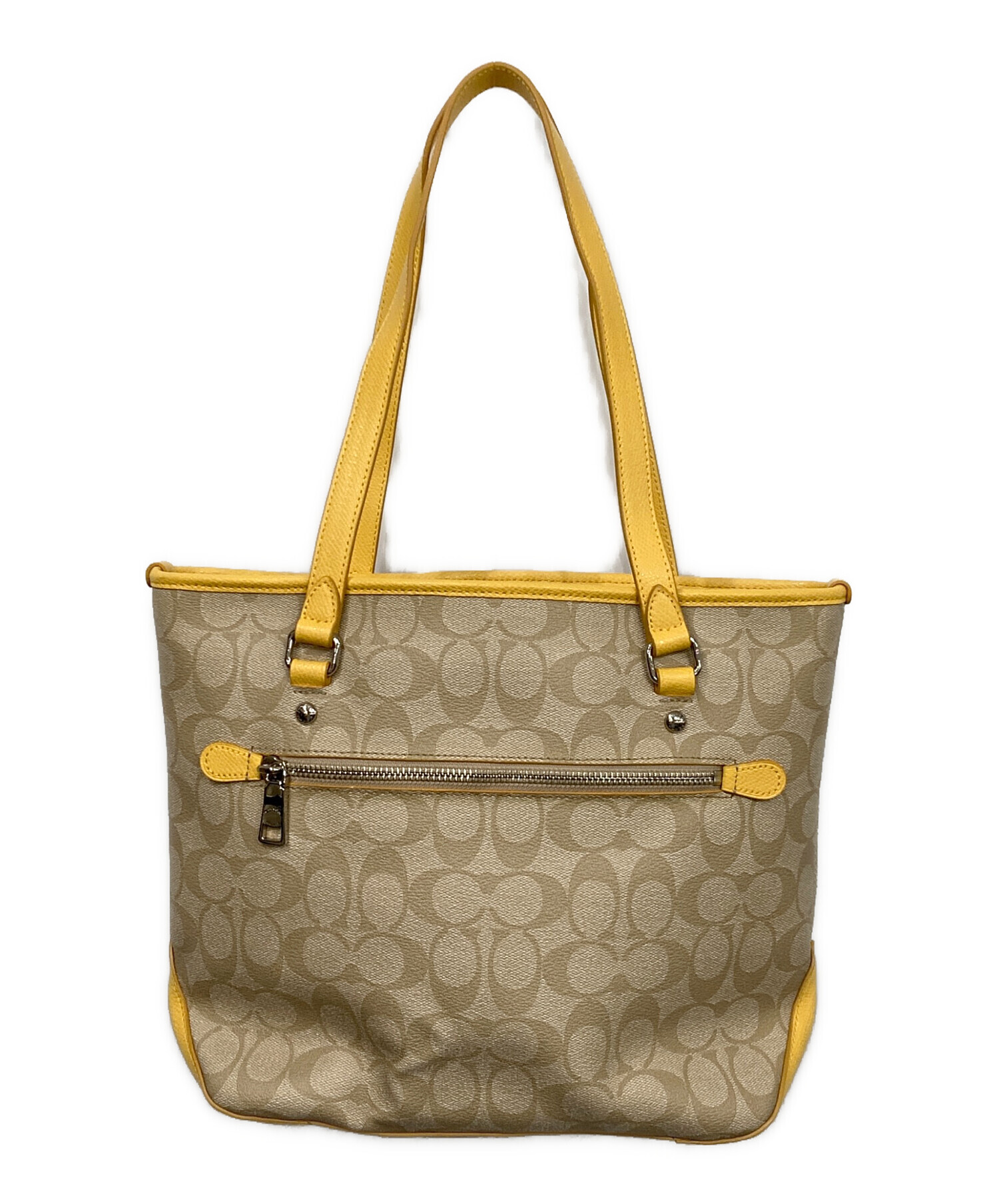 中古・古着通販】COACH (コーチ) シグネチャートートバッグ イエロー 