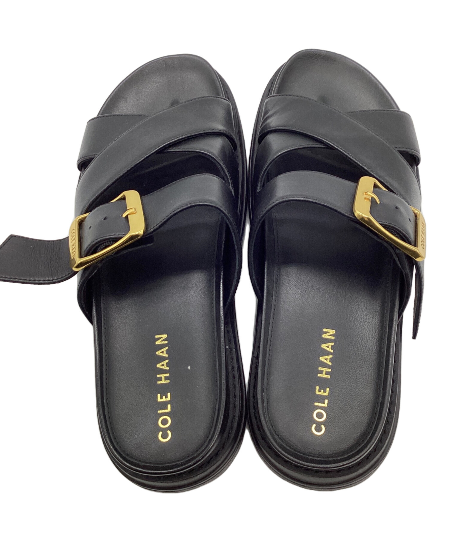 定価3万★コールハーン 本革 フラヤスライドサンダル ブラック 22.5~23 中古・古着通販】COLE HAAN (コールハーン) フラヤ スライド サンダル