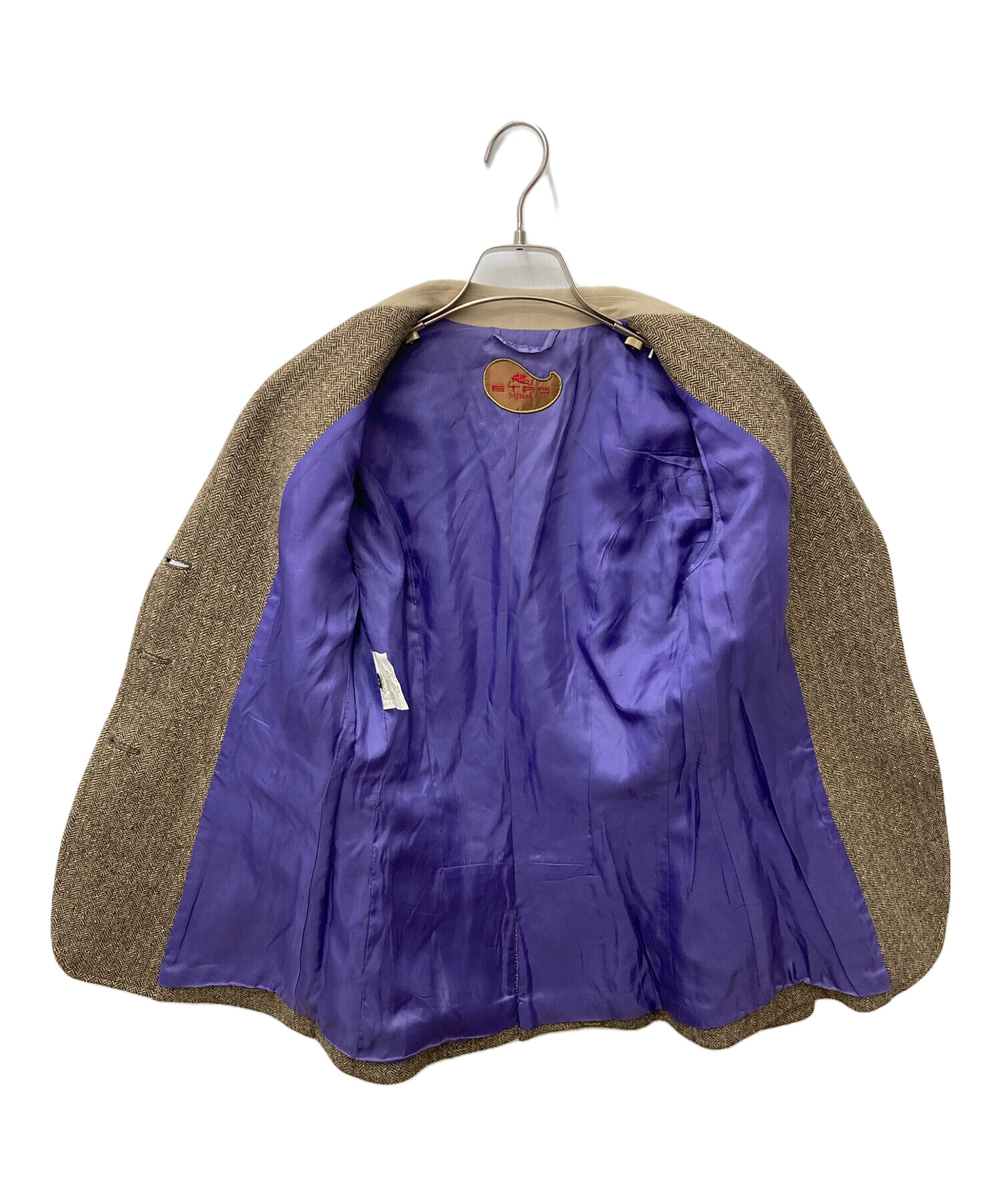 中古・古着通販】ETRO (エトロ) レザーパッチヘリンボーンテーラード