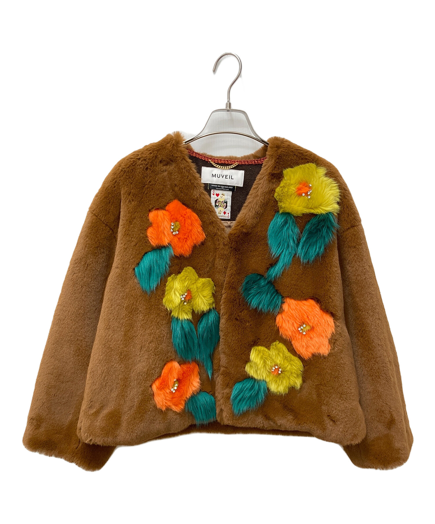 中古・古着通販】MUVEIL (ミュベール) フラワーファー刺繍ジャケット