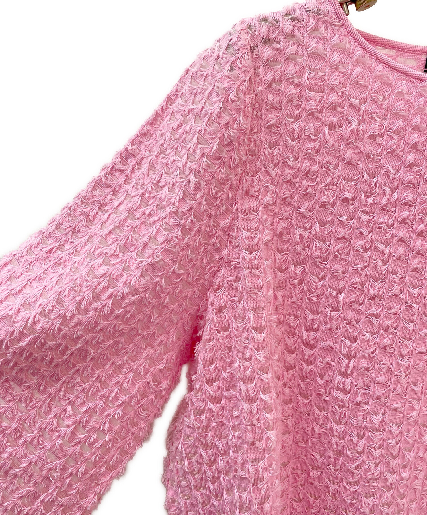 中古・古着通販】DRAWER (ドゥロワー) 16Gフリンジ編みニット ピンク