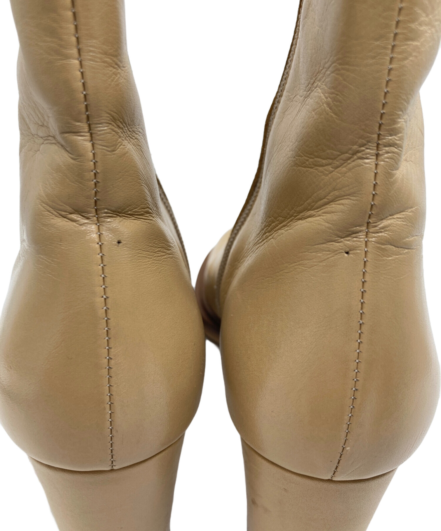 【未使用】CLANE クラネ　スクエア　エッジ　ショートブーツ　本革　ベージュ CLANE - スクエア― エッジ ショート ブーツ - SQUARE EDGE SHORT BOOTS