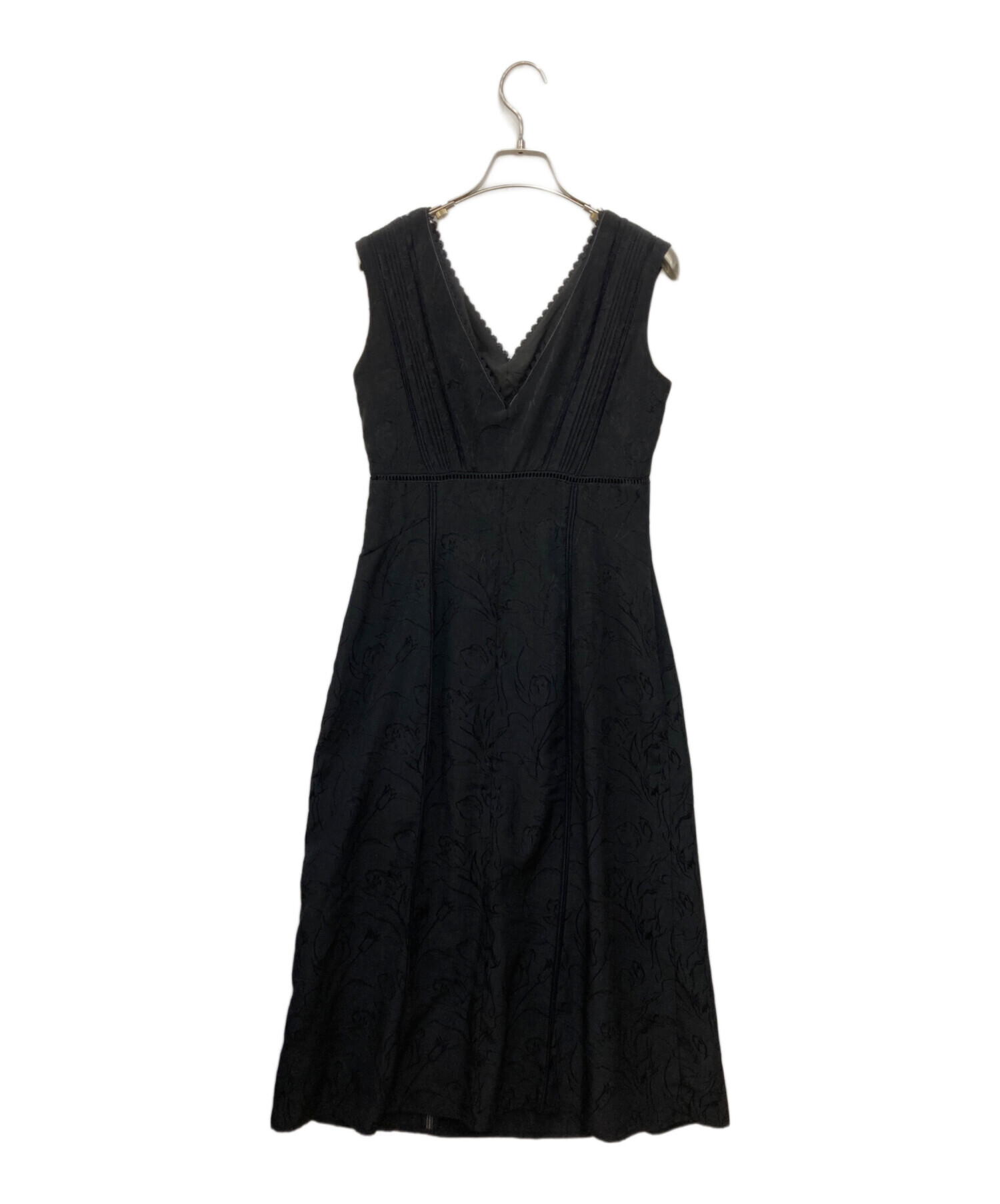 Lace Trimmed Jacquard Dress Sサイズ Blue Floral Jacquard Dress