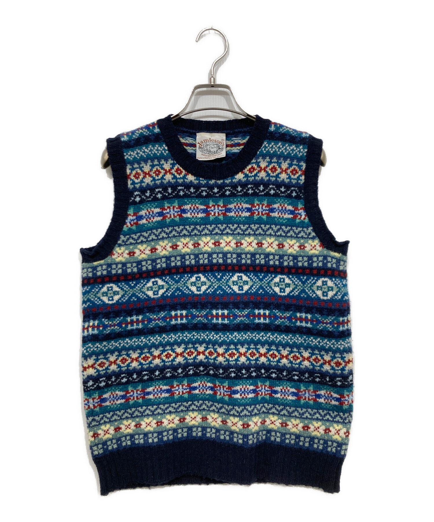 中古・古着通販】JAMIESONS (ジャミーソンズ) 総柄ニットベスト ブルー