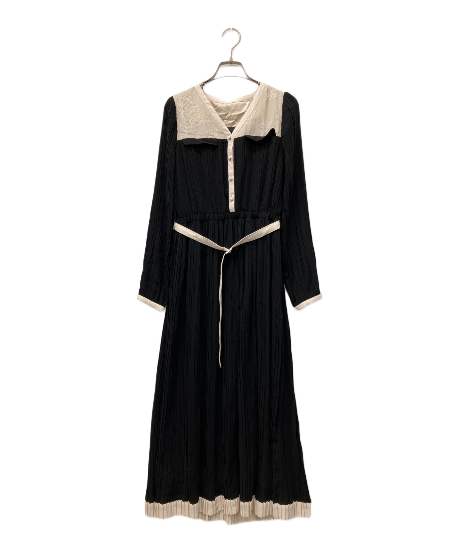 HER LIP TO (ハーリップトゥ) Point Lace Pleated Dress ブラック