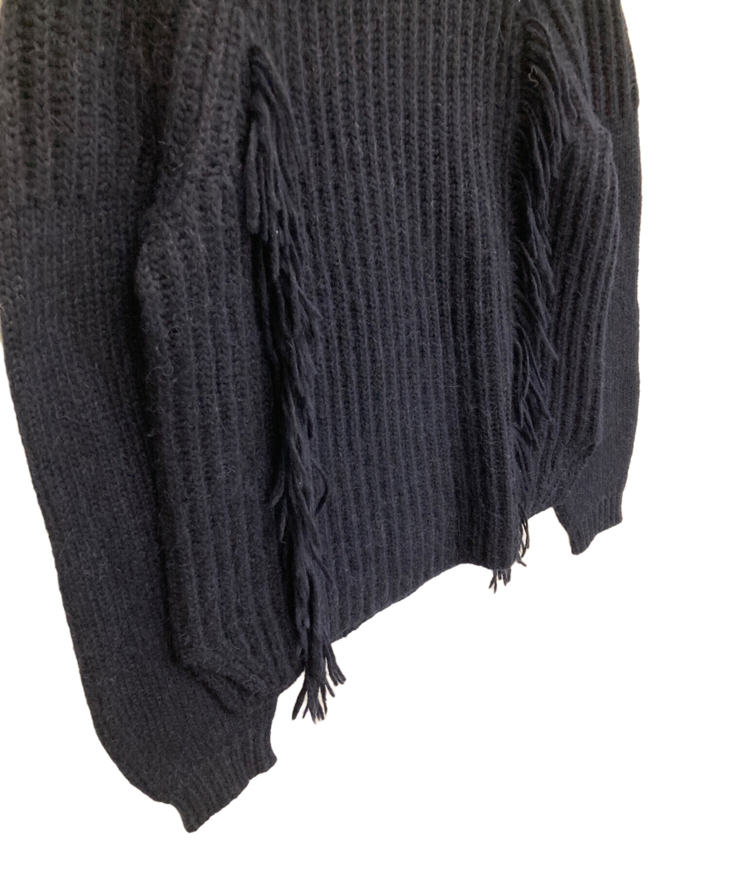 ドゥロワー　ネイビーフリンジニット 中古・古着通販】Drawer (ドゥロワー) フリンジアルパカシルクニット