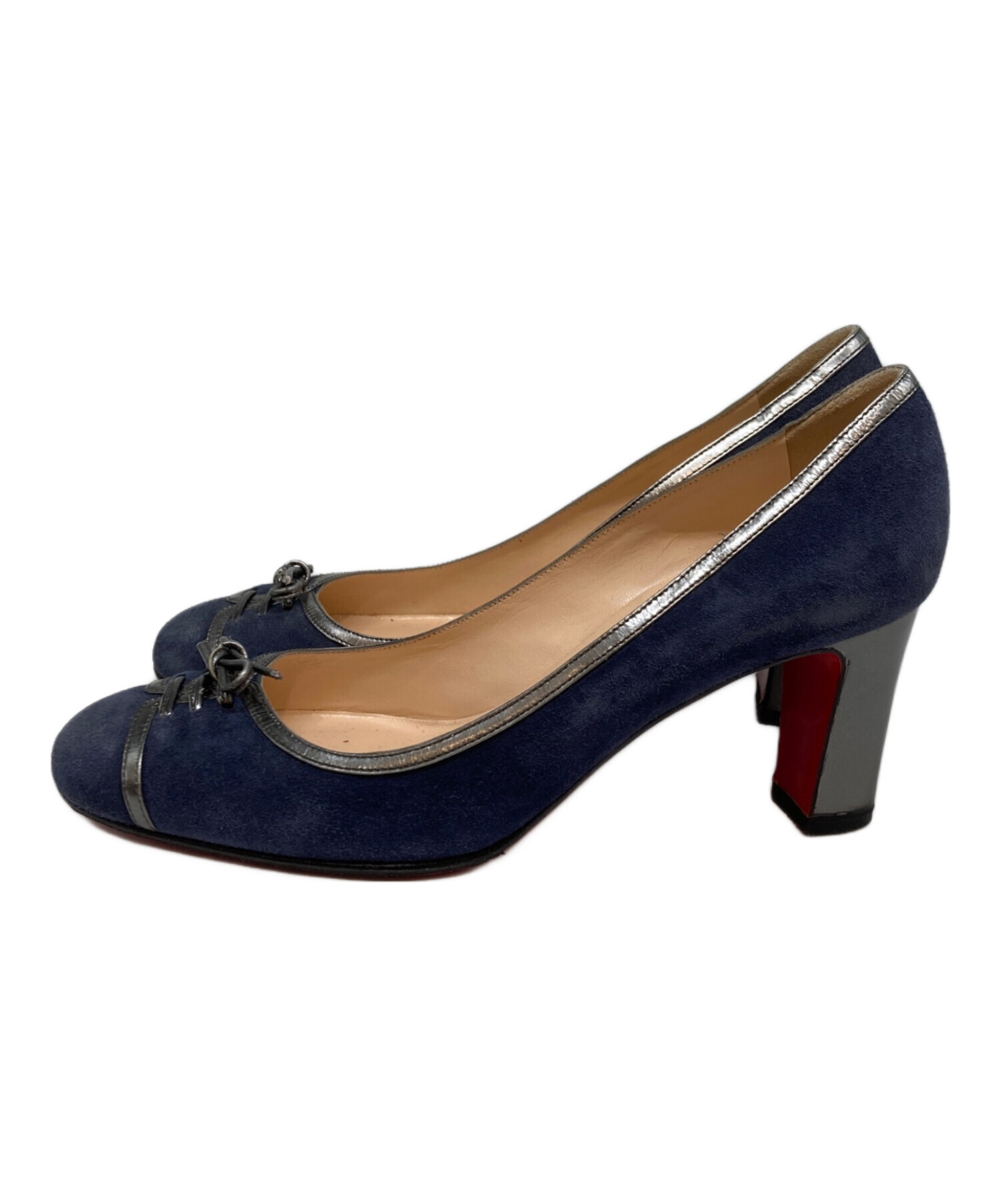 Christian Louboutin ネイビー ウェッジヒールパンプス 中古・古着通販】Christian Louboutin (クリスチャン・ルブタン