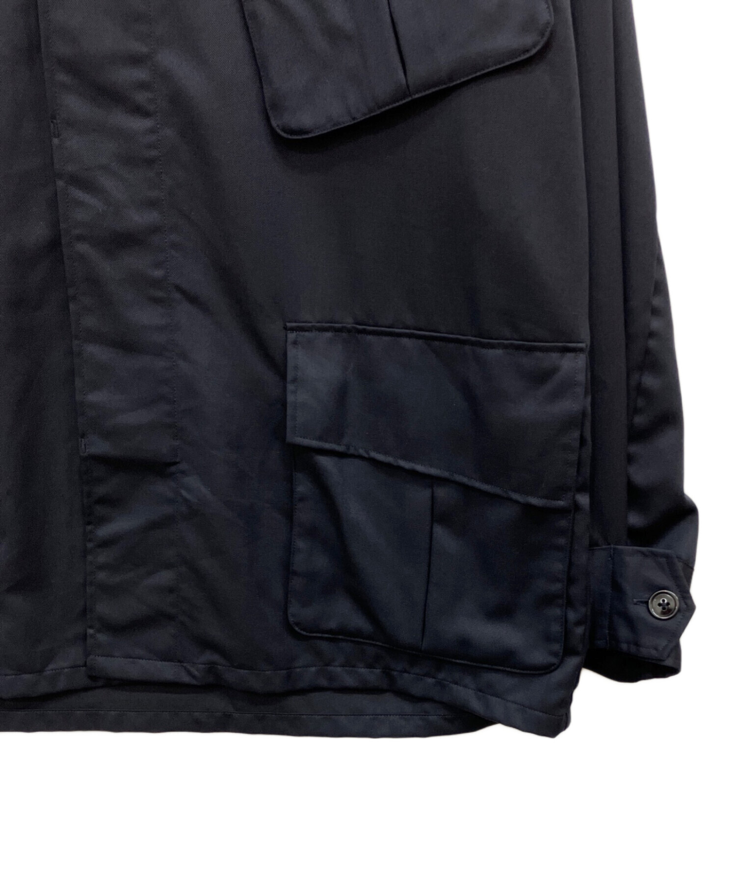 中古・古着通販】SH (エスエイチ) WOOL FATIGUE SHIRT ブラック サイズ