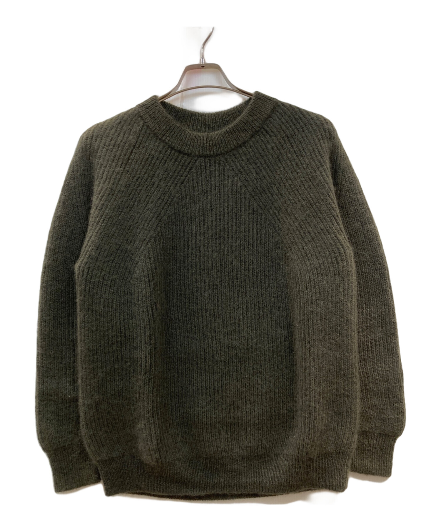 中古・古着通販】BATONER (バトナ―) モヘアクルーネックニット カーキ 