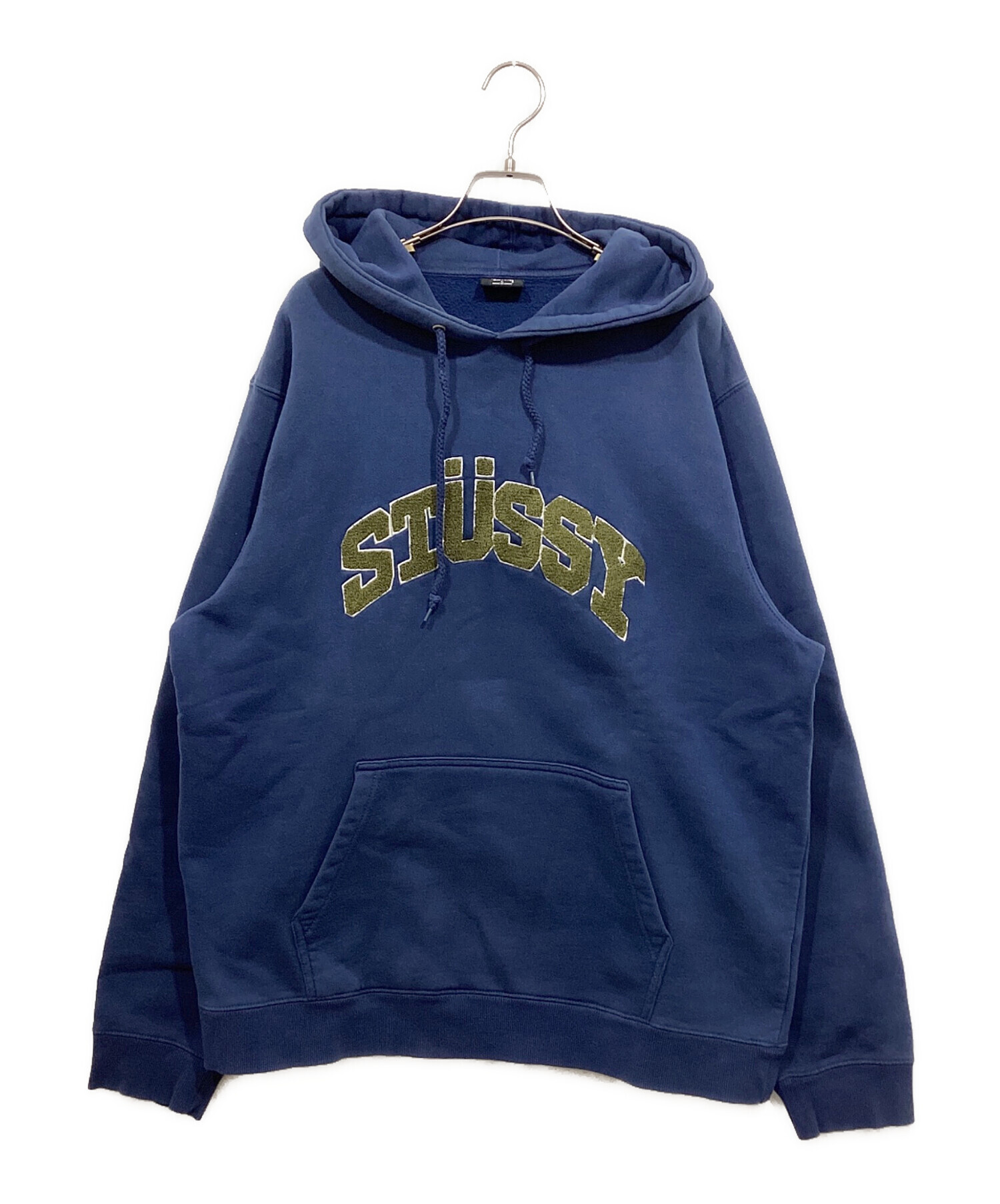 希少　Stüssy ネイビー パーカー USA製　Lサイズ 中古・古着通販】stussy (ステューシー) ロゴプルオーバーパーカー