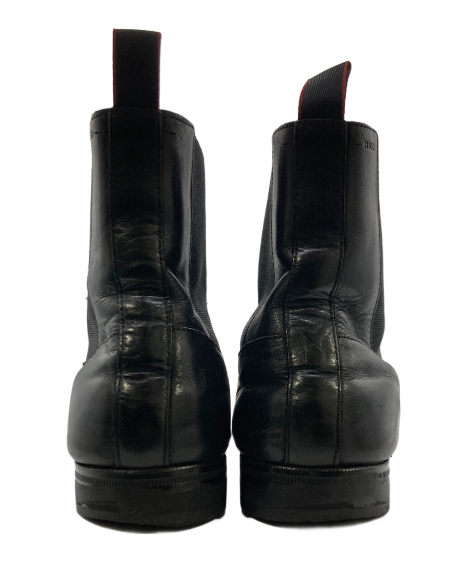 未使用■HUGO BOSS【26.5】本革 レザー サイドゴアブーツ ブラック 中古・古着通販】HUGO (ヒューゴ ボス) サイドゴアブーツ ブラック