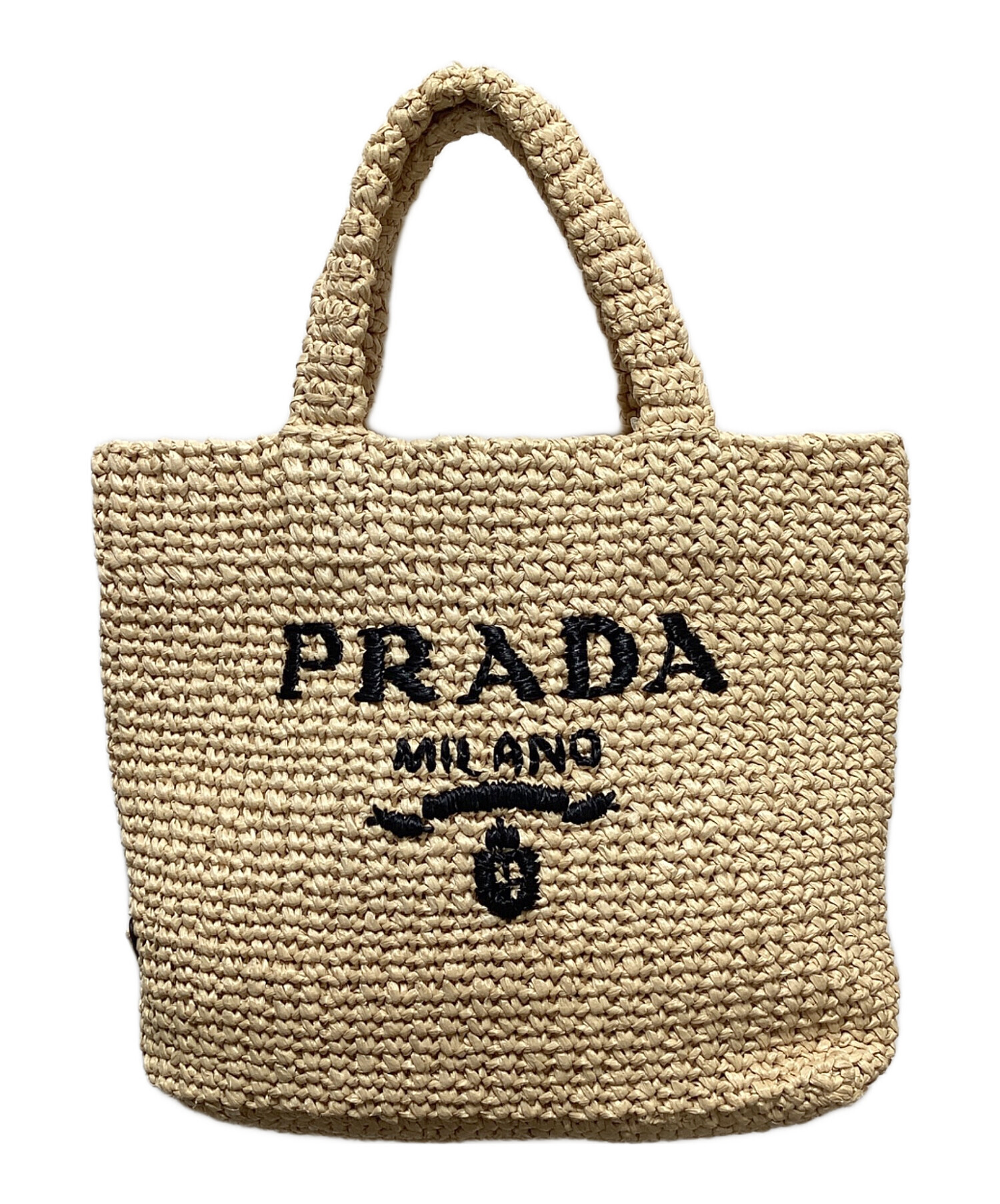 中古・古着通販】PRADA (プラダ) ラフィアトートバッグ ベージュ